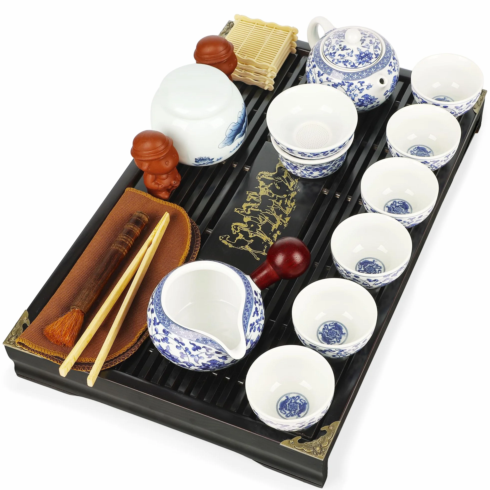 Zestaw do herbaty Gongfu 20 szt. porcelanowy czajniczek filiżanki taca