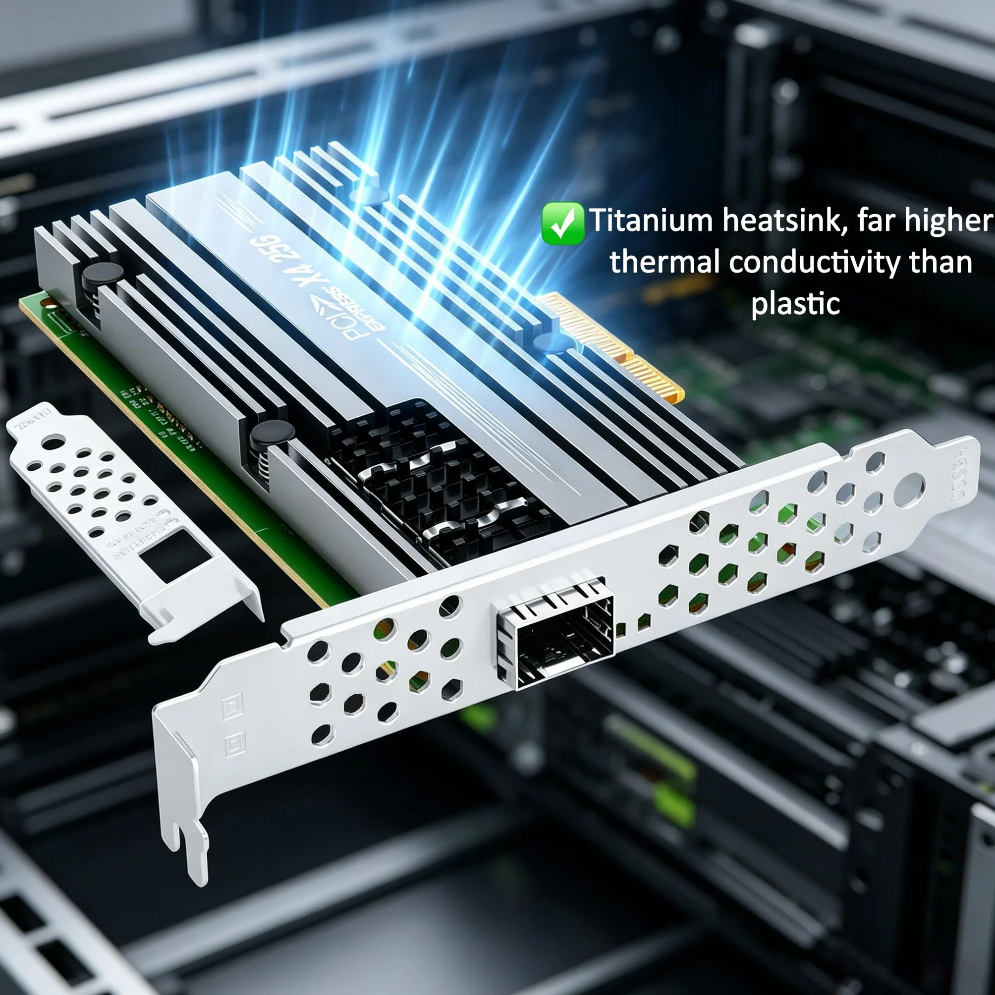 do serwera Ethernet Mellanox ConnectX4 25 GB, PCIe 3.0 X4, 1 x porty SFP28, RDMA, 25/10/1 Gb/s, 25 Gigabit NIC obsługa Windows Server/Windows/Ubuntu/Linux