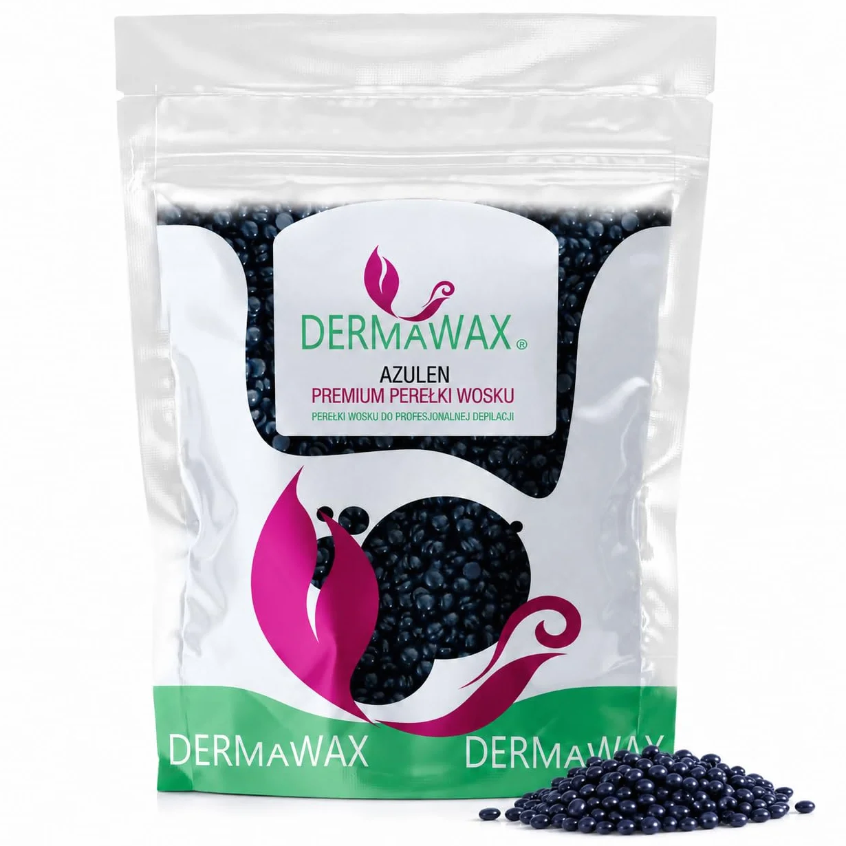Dermawax 1 kg pereł woskowych z azulenu – kojący gorący wosk bez pasków z włókniny do usuwania włosów – delikatne dla skóry wrażliwej – do twarzy, okolic intymnych, nóg i pach, wyprodukowano we