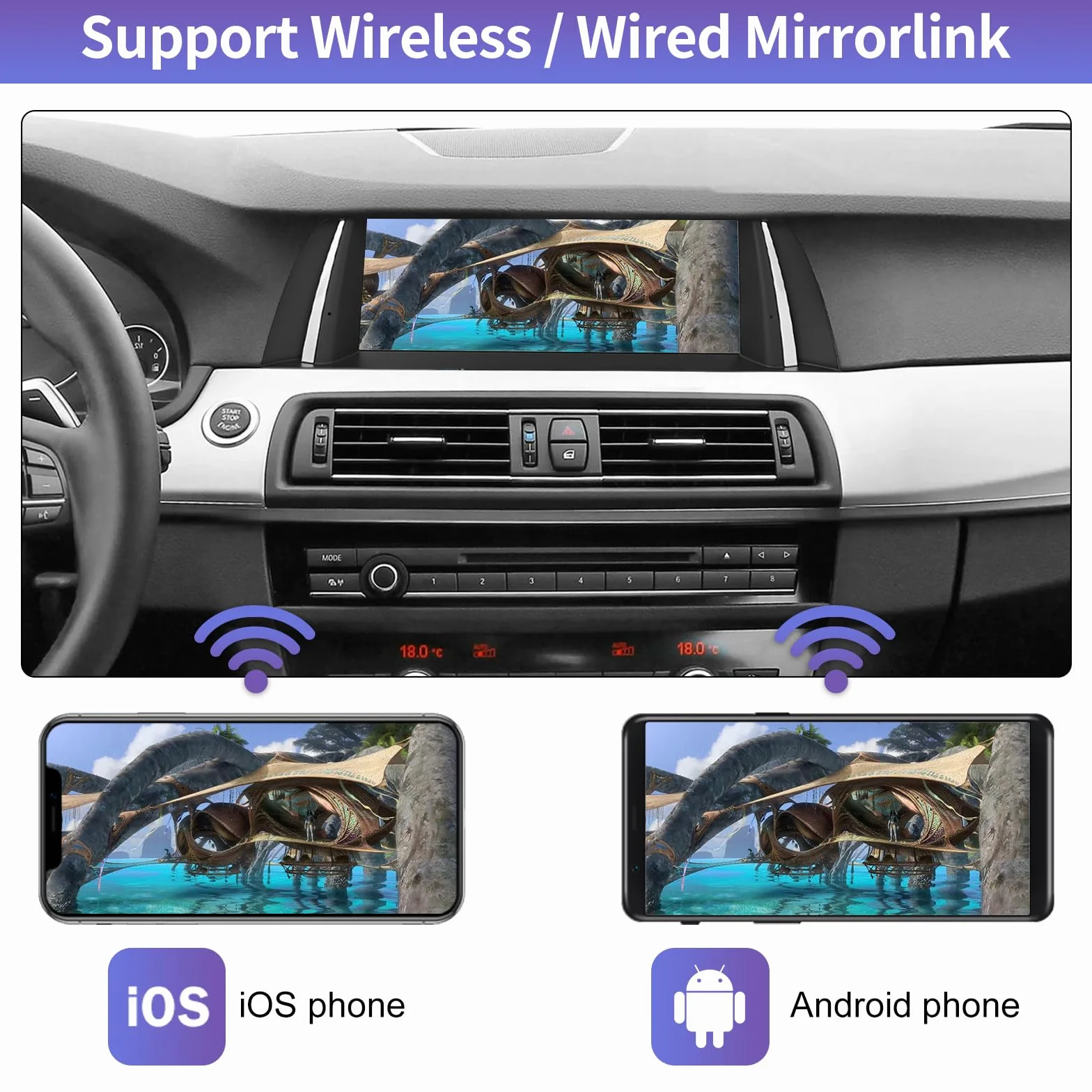 Road Top Radio samochodowe,10,25 cala Ekran dotykowy Carplay dla BMW 5 serii F10/F11 2010-2011 rok z systemem CIC, obsługa bezprzewodowego Carplay/Android Auto/Mirrorlink/Nawigacja