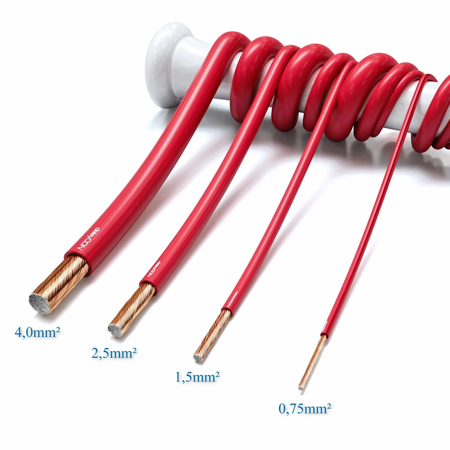 deleyCON 10m Kabel Głośnikowy 2x 1,5mm² Przewód Głośnikowy Aluminium Pokryte Miedzią CCA 2x48x0,20mm Lica Oznaczenie Biegunowości - Czerwony/Czarny