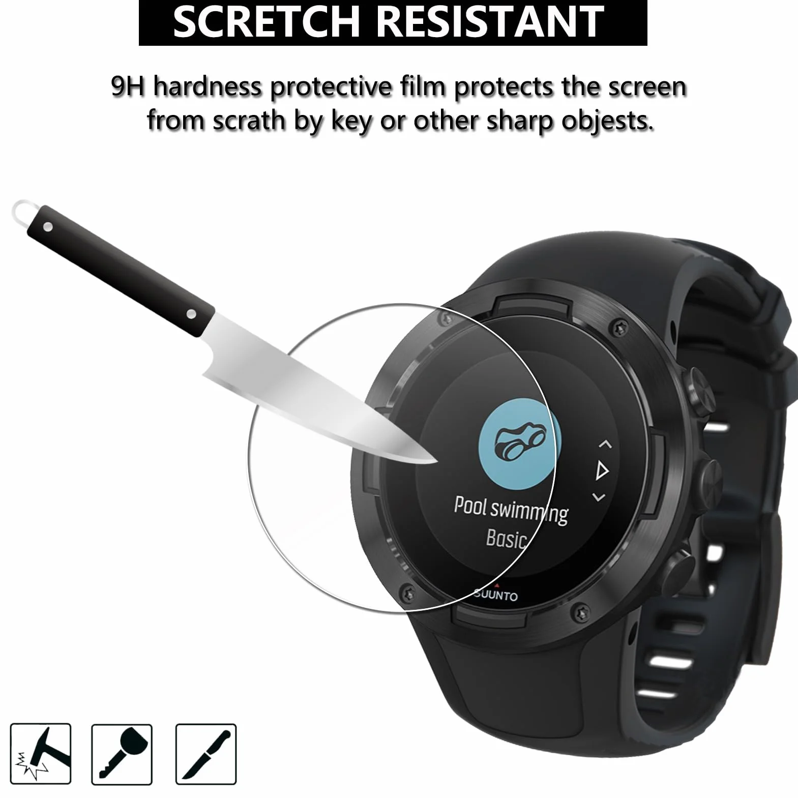 Lusee 3 sztuki szkła hartowanego do smartwatcha (okrągłe, średnica 36 mm), uniwersalna folia ochronna na ekran 9H, przezroczyste HD, odporne na zarysowania, ochrona ekranu, 2,5D