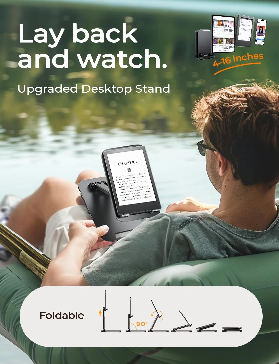 LISEN Stojak na tablet iPad stojak na biurko, składany dom biuro akcesoria na biurko podróż do iPada uchwyt akademik College Essentials przenośny stojak na monitor pasuje do kart Kindle iPhone 4-16