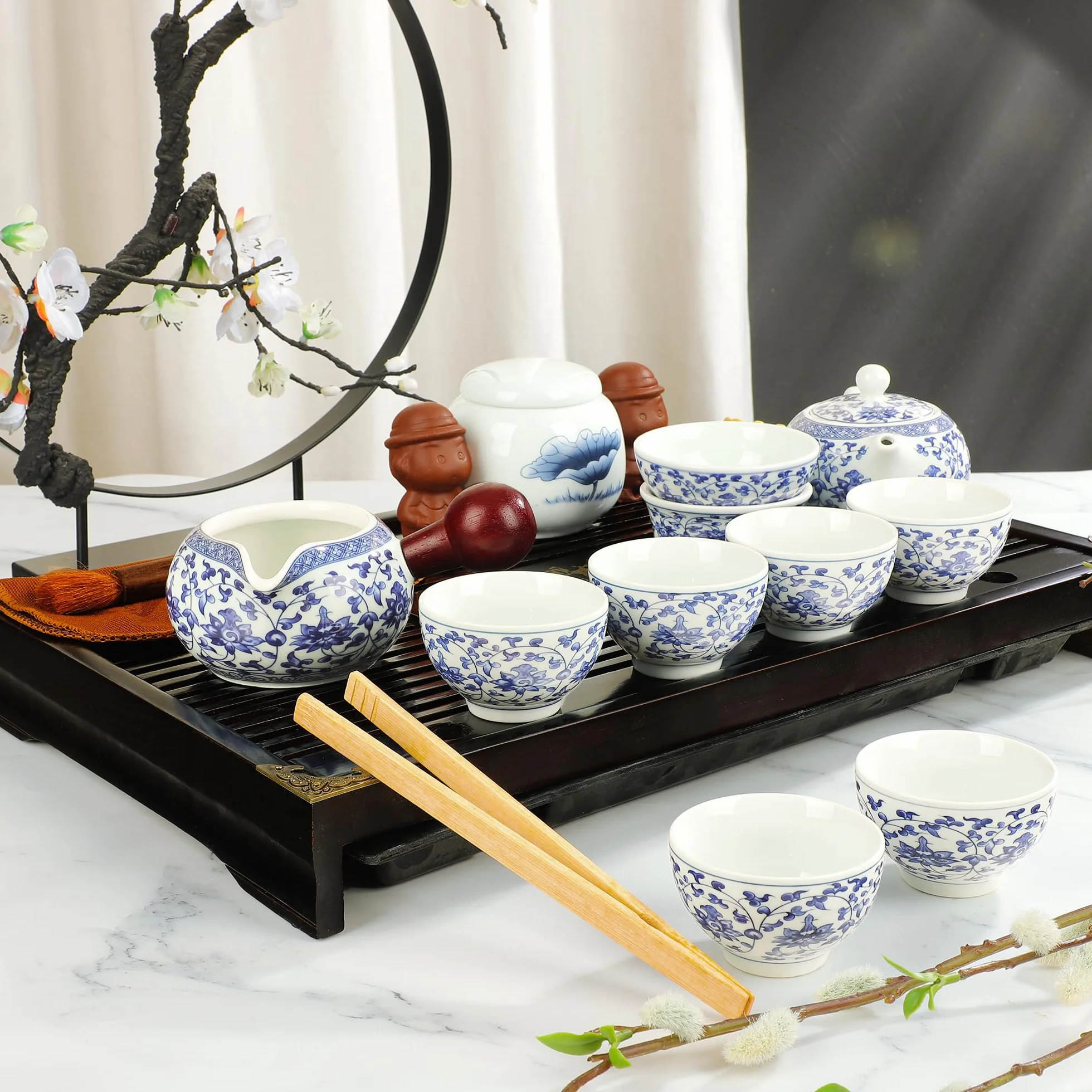 Zestaw do herbaty Gongfu 20 szt. porcelanowy czajniczek filiżanki taca