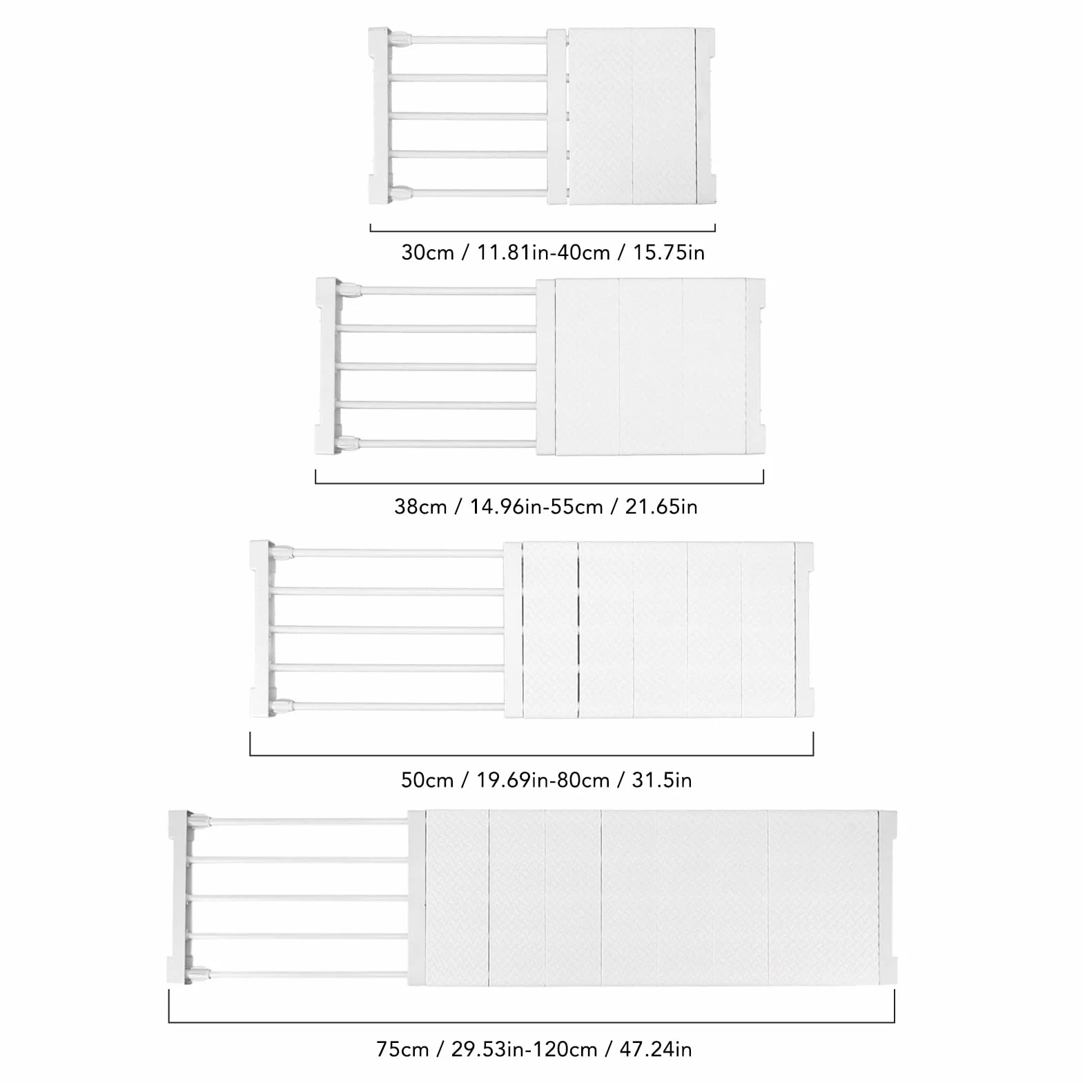 Półka Napinająca Deosdum, Rozkładana Regulowana Przegroda do Szafy 24cm Szerokość Organizer do Szafy Regał Magazynowy Separator(Length 30‑40cm/11.8‑15.7in)