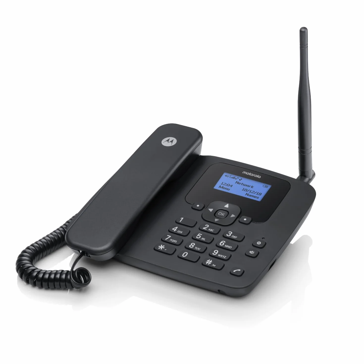 Motorola Voice - FW410L 4G Telefon stacjonarny bezprzewodowy, punkt dostępu Wi-Fi, karta SIM, zapasowa bateria, tryb głośnomówiący, czterozakresowy GSM, przekierowywanie połączeń
