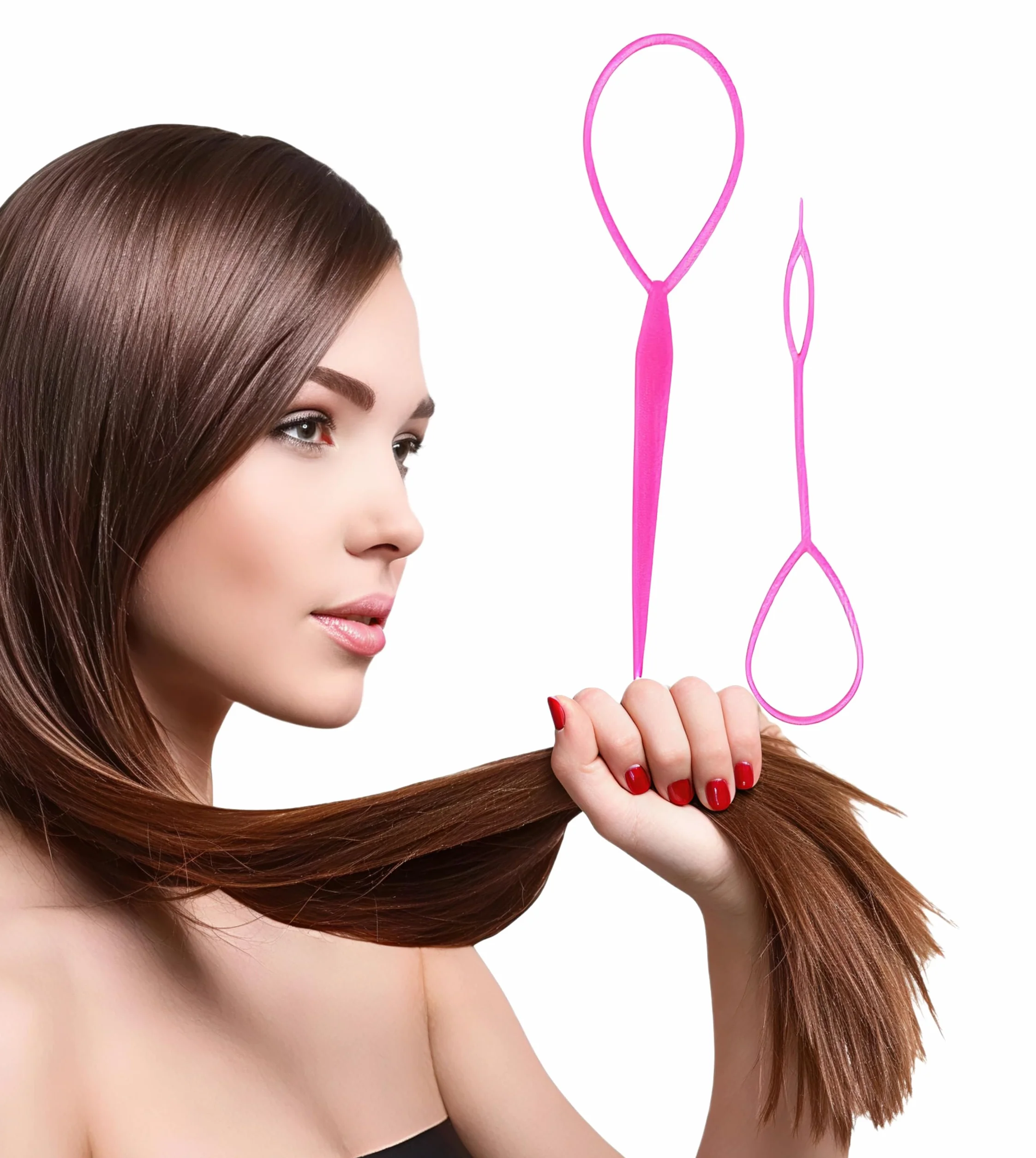 2-częściowy zestaw Hair Twister – kok lub topsytail stylizacja w kilka sekund, dla kobiet – zestaw wspomagający fryzurę wraz z samouczkiem wideo (różowy)