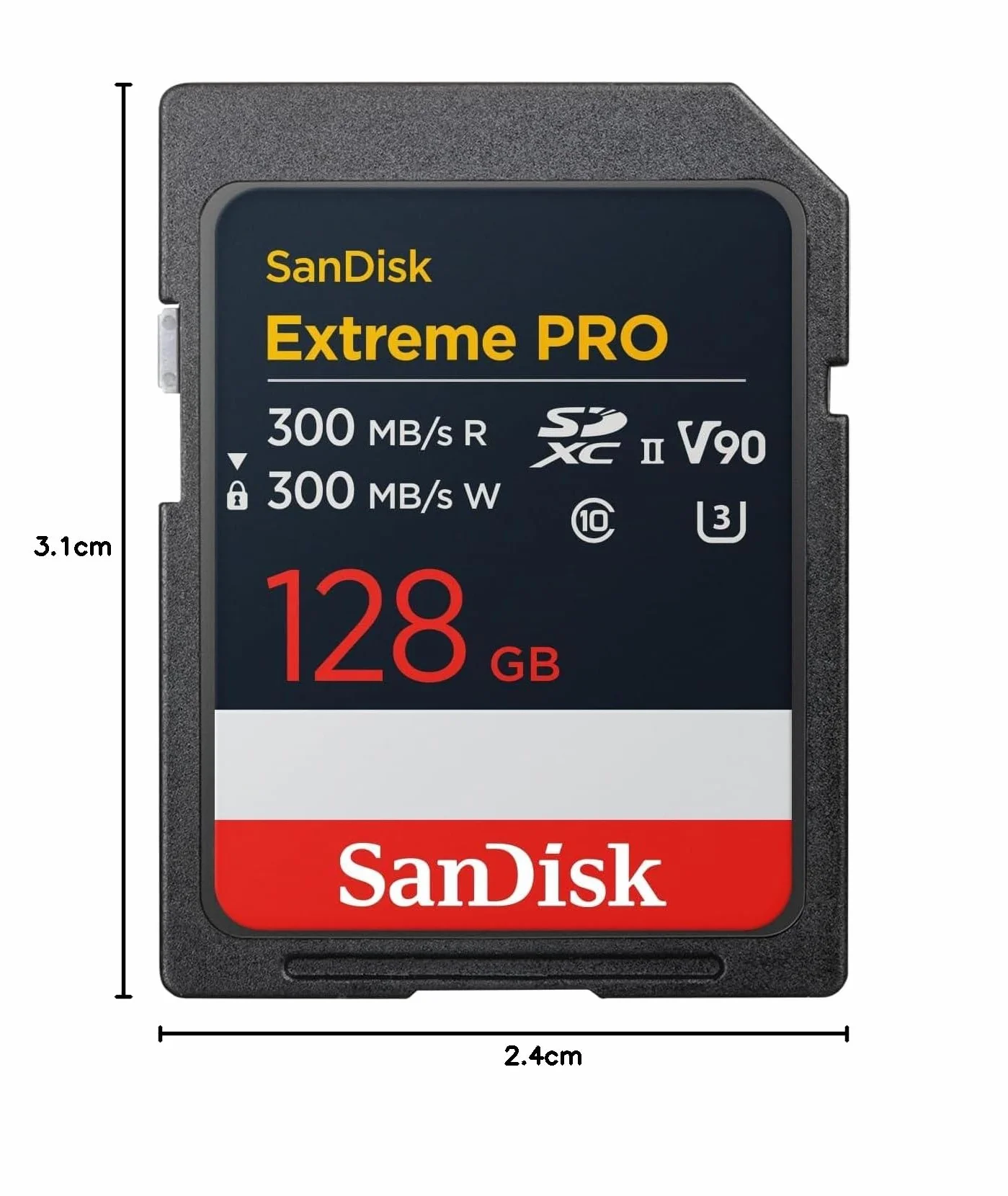 SanDisk Extreme PRO 128 GB SDXC Karta, UHS-II Karta, prędkość odczytu do 300 MB/s, prędkość zapisu do 300 MB/s, V90, Jej profesjonalna wydajność umożliwia nagrywanie wideo w kinowej jakości 8K