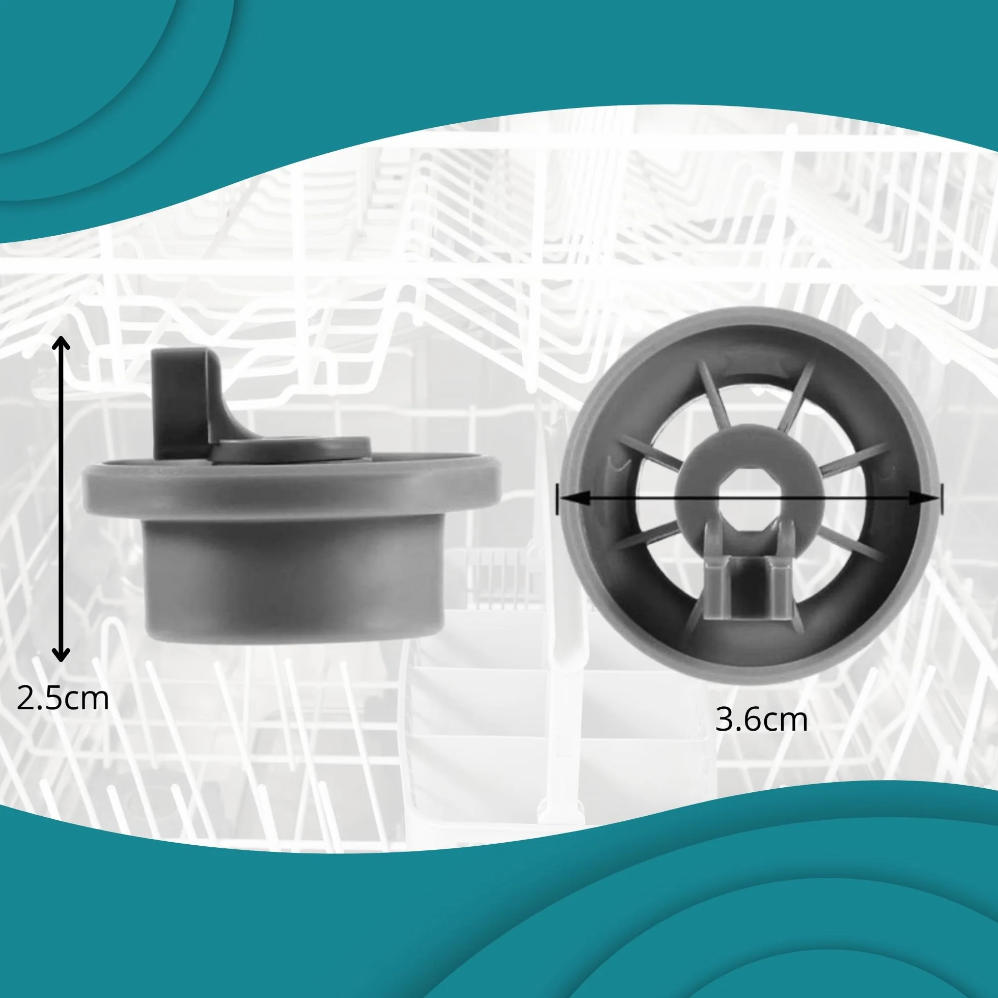 Bosch Rolki do Kosza Zmywarki Kompletny Zestaw 8 Kółek Dolna Taca Siemens Balay Beko Indesit Neff