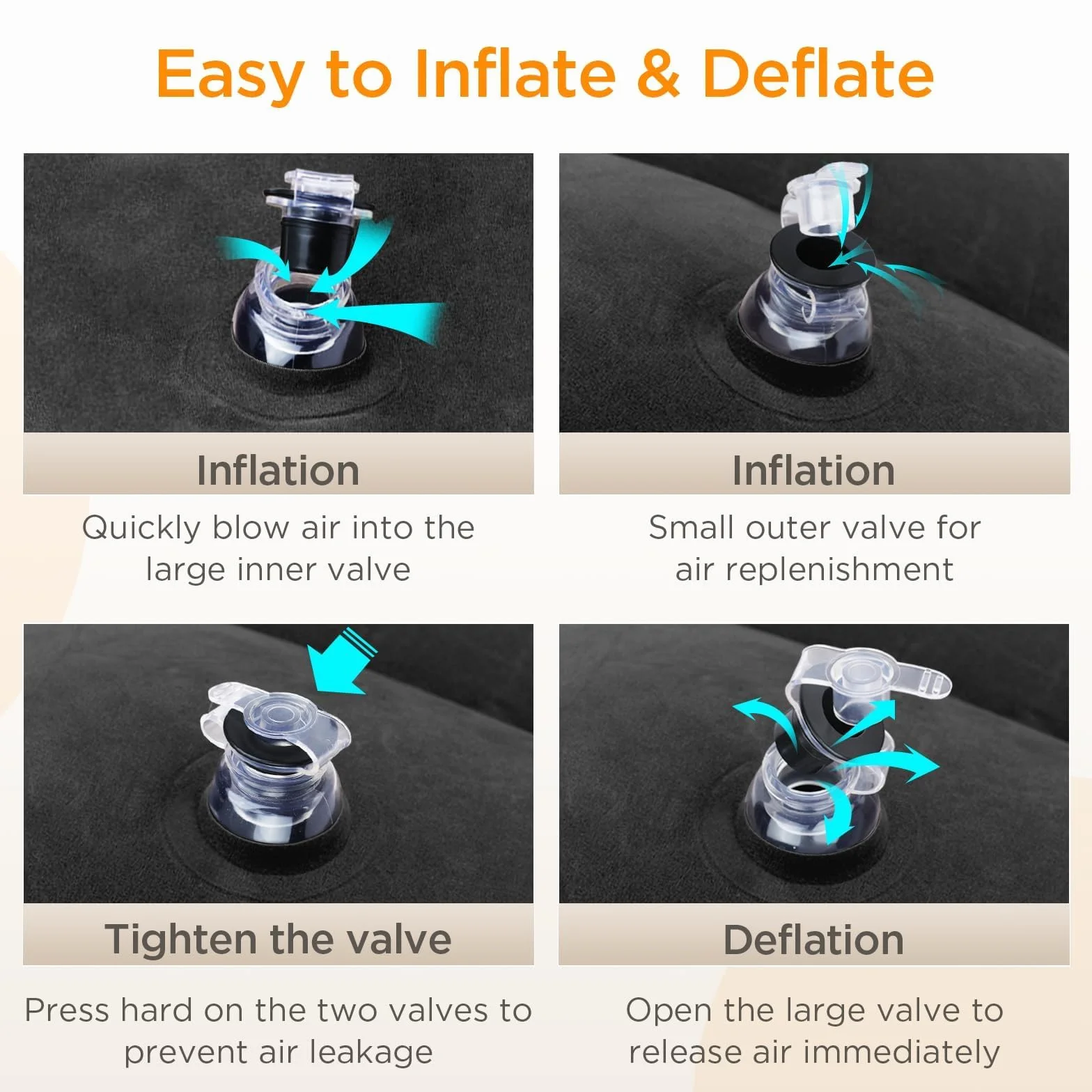 HOMCA Poduszka podróżna pod podnóżek, nadmuchiwana poduszka z regulacją wysokości do stóp na samolotach, samochodach, autobusach, pociągach, biurach i dzieciach, do spania na długich lotach (1 sztuk, Czarny)