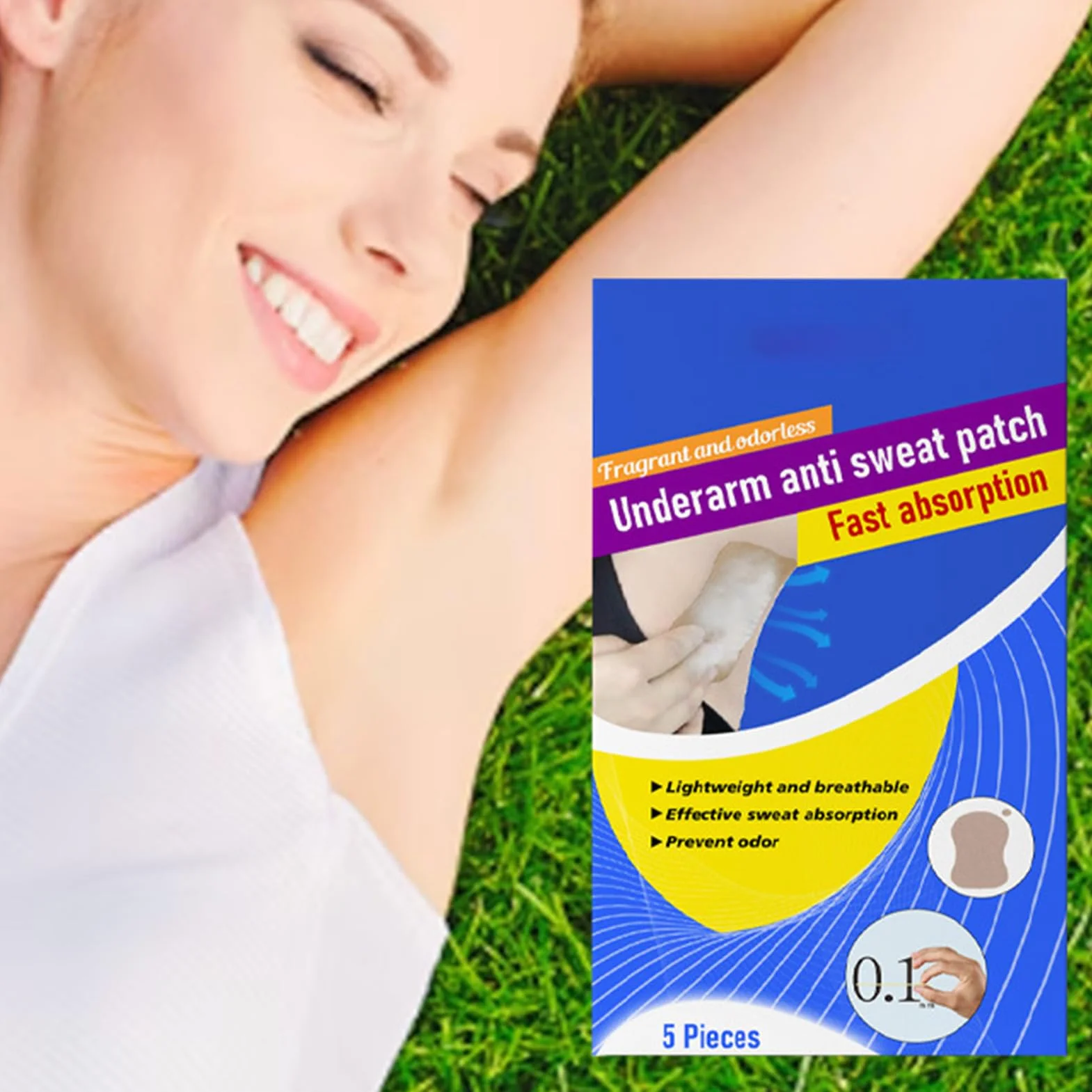 Wkładki przeciwpotowe pod pachami, Wkładki przeciwpotowe Pod pachami Niewidoczne,5 szt. Łatek przeciwpotowych Wkładki przeciwpotowe - Sweat Guard Soft redukuje nieprzyjemny zapach,