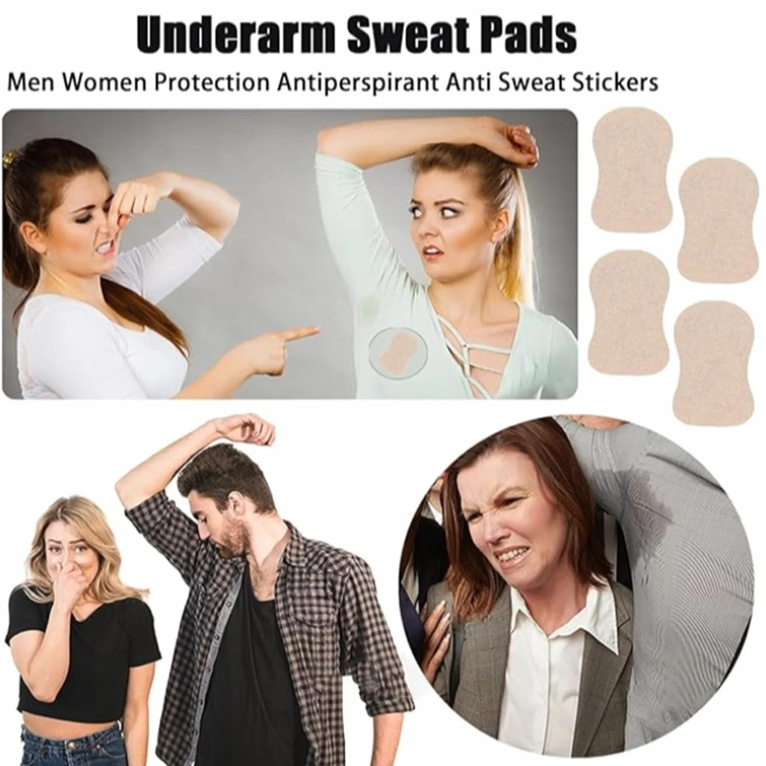Wkładki przeciwpotowe pod pachami, Wkładki przeciwpotowe Pod pachami Niewidoczne,5 szt. Łatek przeciwpotowych Wkładki przeciwpotowe - Sweat Guard Soft redukuje nieprzyjemny zapach,