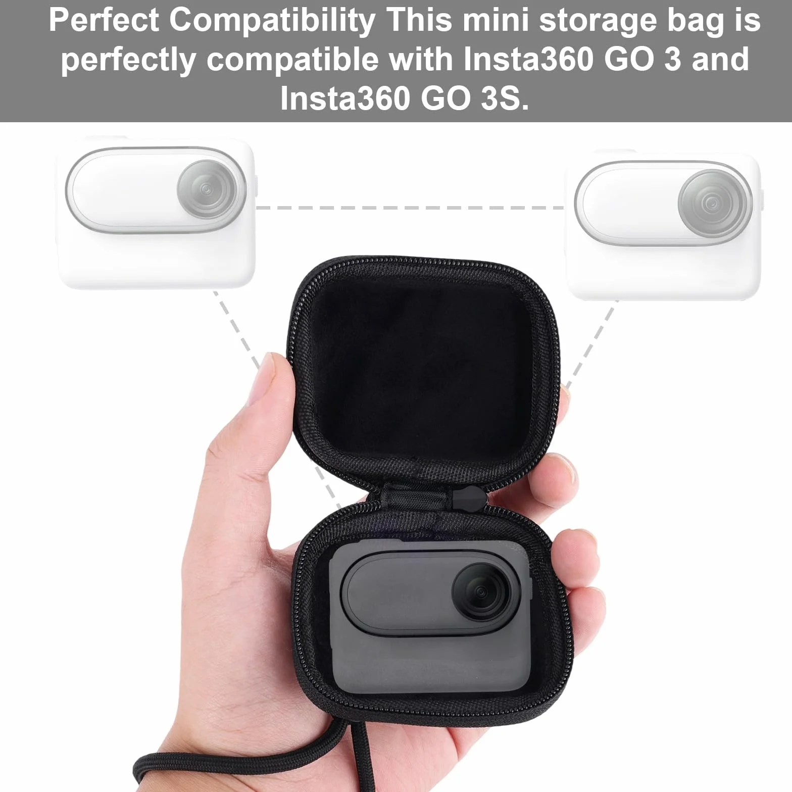 Torba na Aparat, Małe Przenośne Etui z Karabinkiem Paskiem Nadgarstek Twarde Etui Ochronne na Insta360 GO 3/GO 3S Akcesoria do Kamery