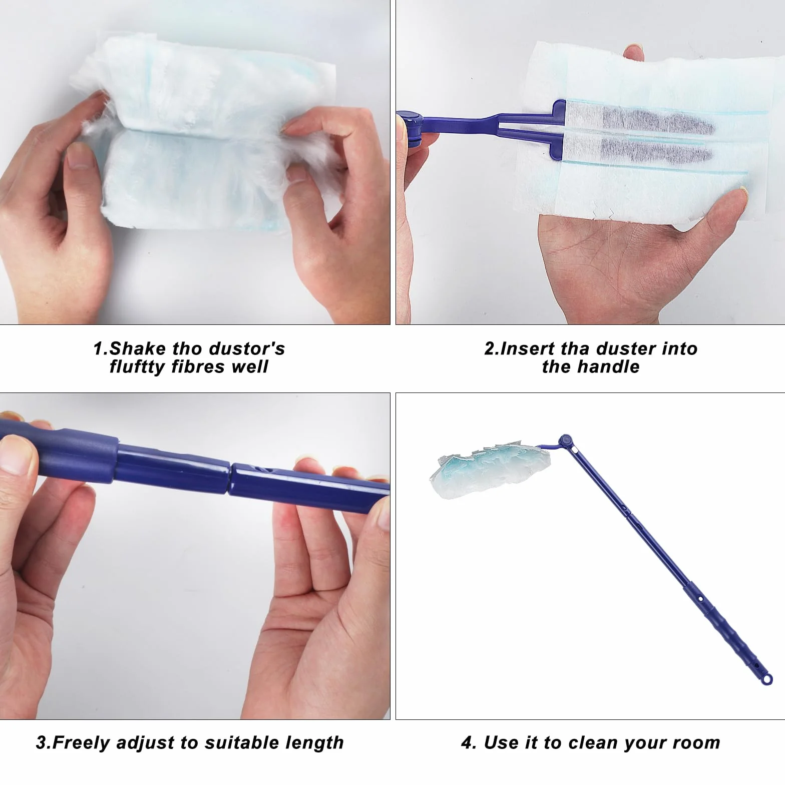 Kompatybilne z Zestaw do czyszczenia kurzu, 30 sztuk Wymienne chusteczki do kurzu z 1 uchwytem, Microfiber Chusteczki do kurzu do czyszczenia kurzu i brudu, 15 x 10 x 0,2 cm
