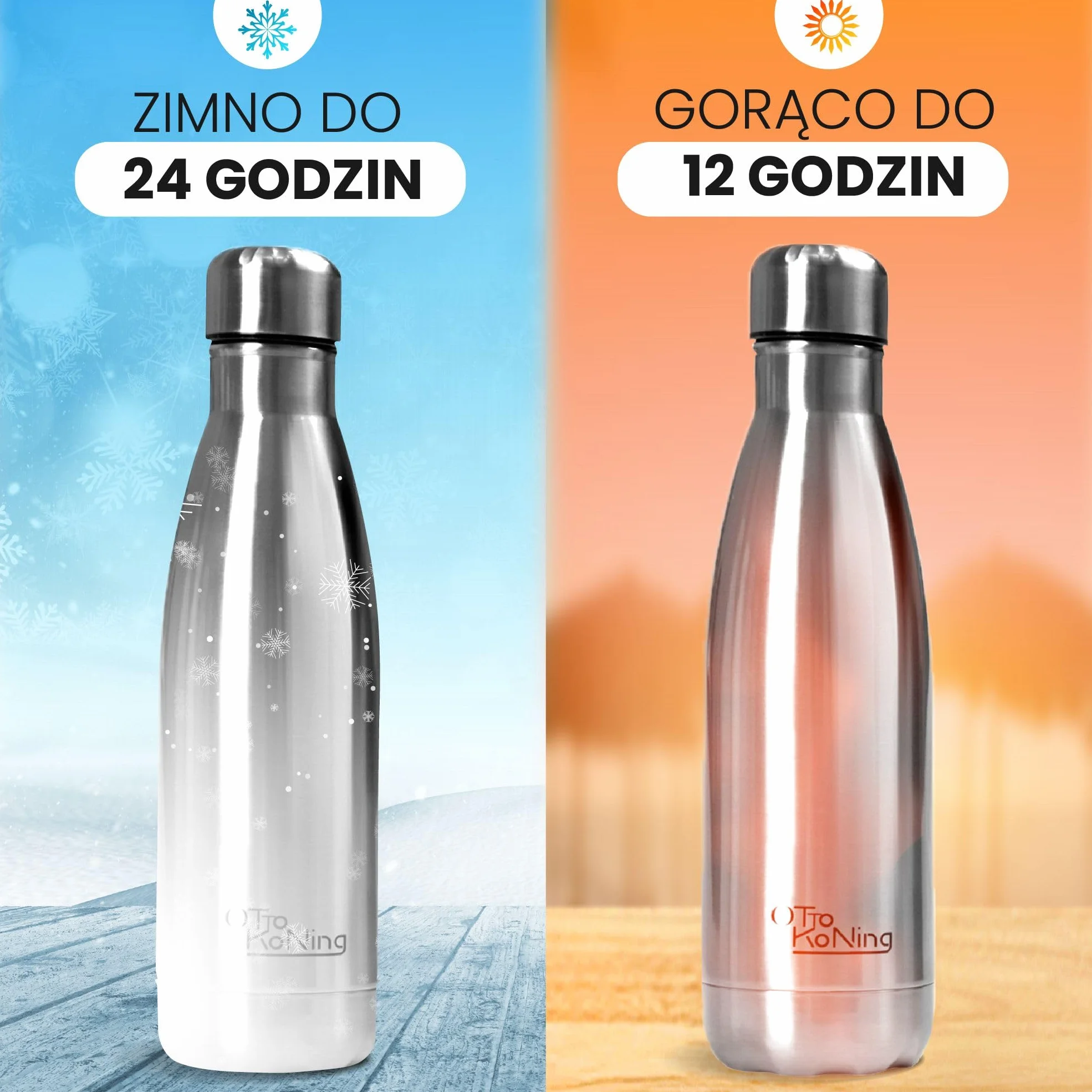 Otto Koning Butelka na wodę ze stali nierdzewnej 500 ml termos izolowany próżniowo