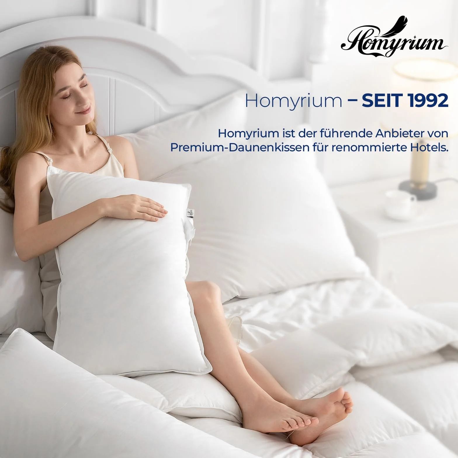 Homyrium Poduszka puchowa 50 x 75, zestaw 2 szt., poduszka 50 x 75, 3-komorowa, 100% puch i pierze, jakość hotelowa, 100% bawełniana poszewka, certyfikat Ökotex (940 g, 2 sztuki)