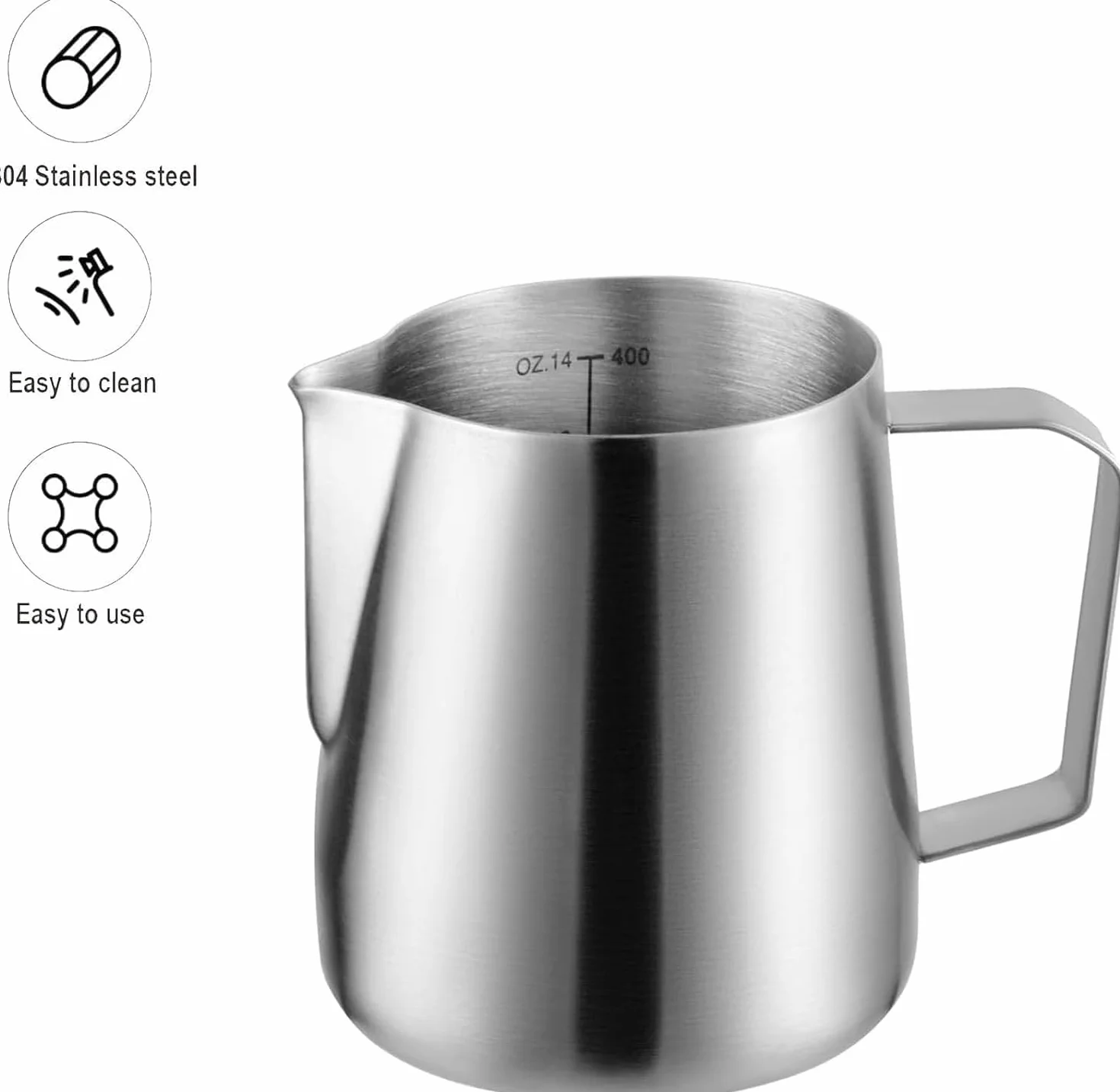 Matte Dzbanek na mleko ze stali nierdzewnej 400 ml 12 fl.oz. do cappuccino latte