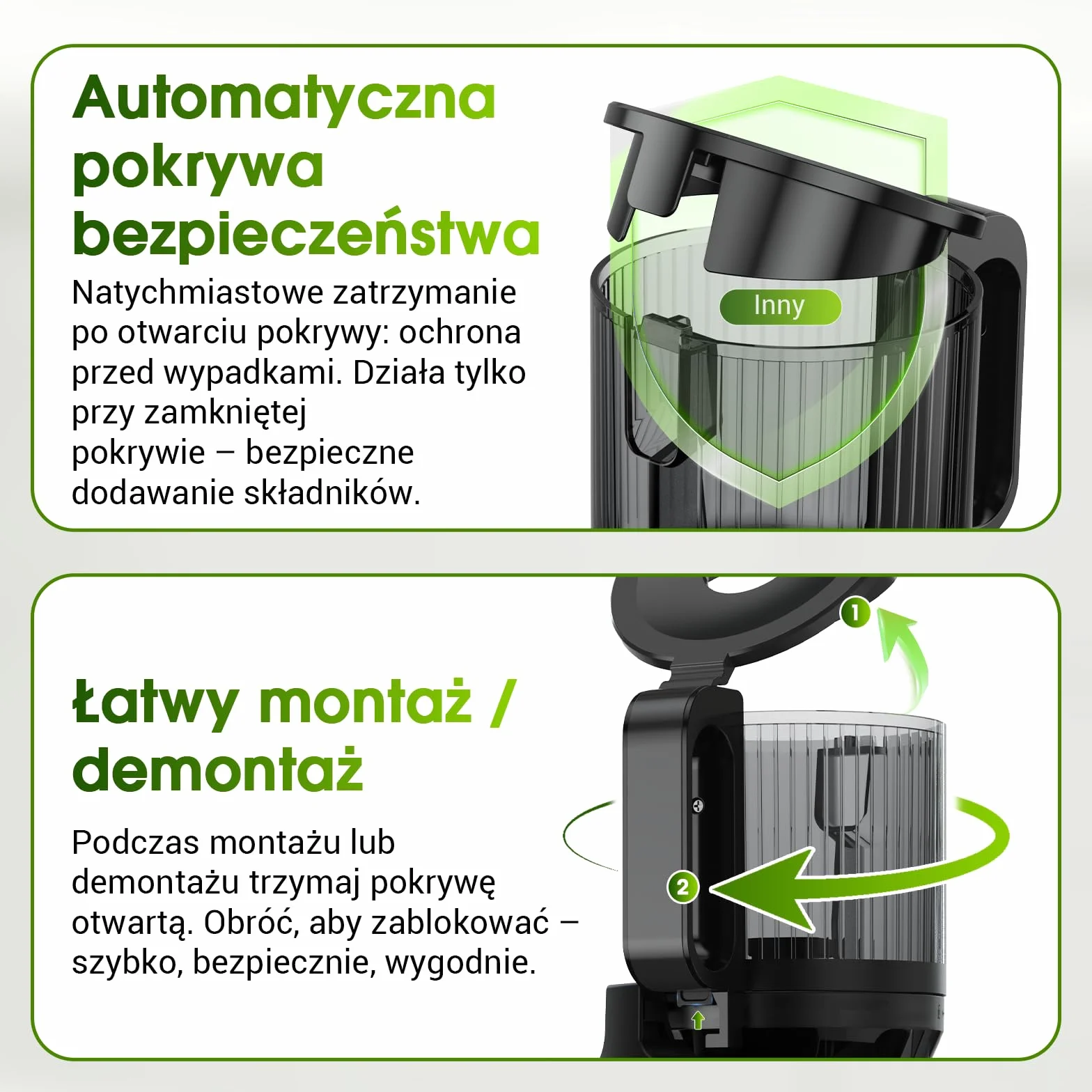 WETIE Wyciskarka Wolnoobrotowa 120 mm Podajnik XXL 99% Wydajność Bez BPA 2 Szklanki