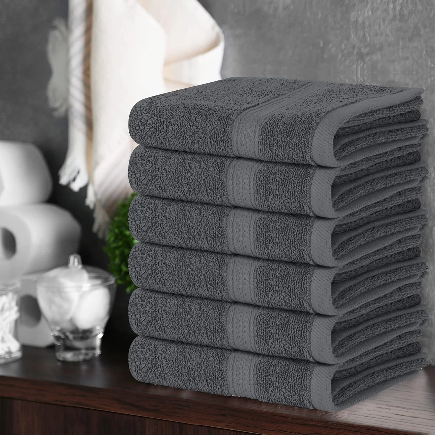 Utopia Towels Ręczniki do rąk 100% czesana bawełna ring spun 40 x 71 cm 6 szt. Szary