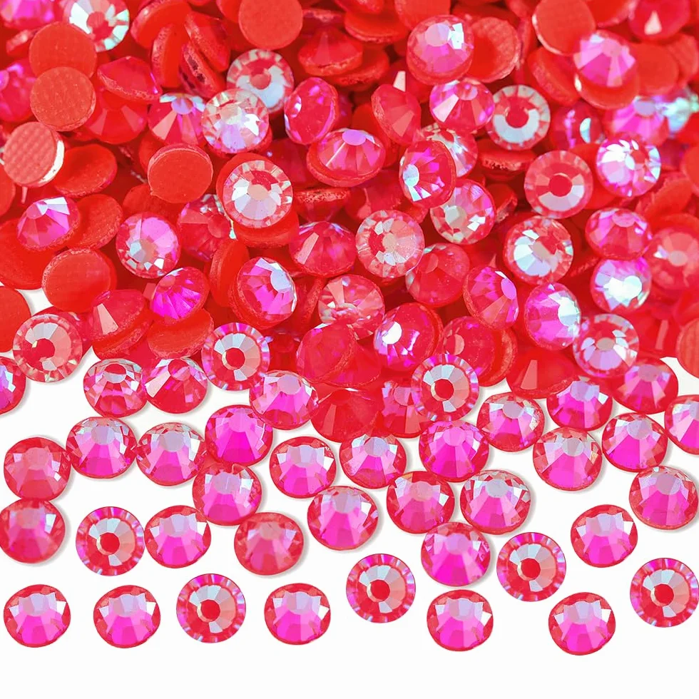 Hotfix stras do olśniewającego, diamenty do rękodzieła, paznokci, ubrania, makijaż twarzy, dekoracja DIY, 4 mm, 0,4 cm, 1440 sztuk, SS16, błyszczące słońce czerwone