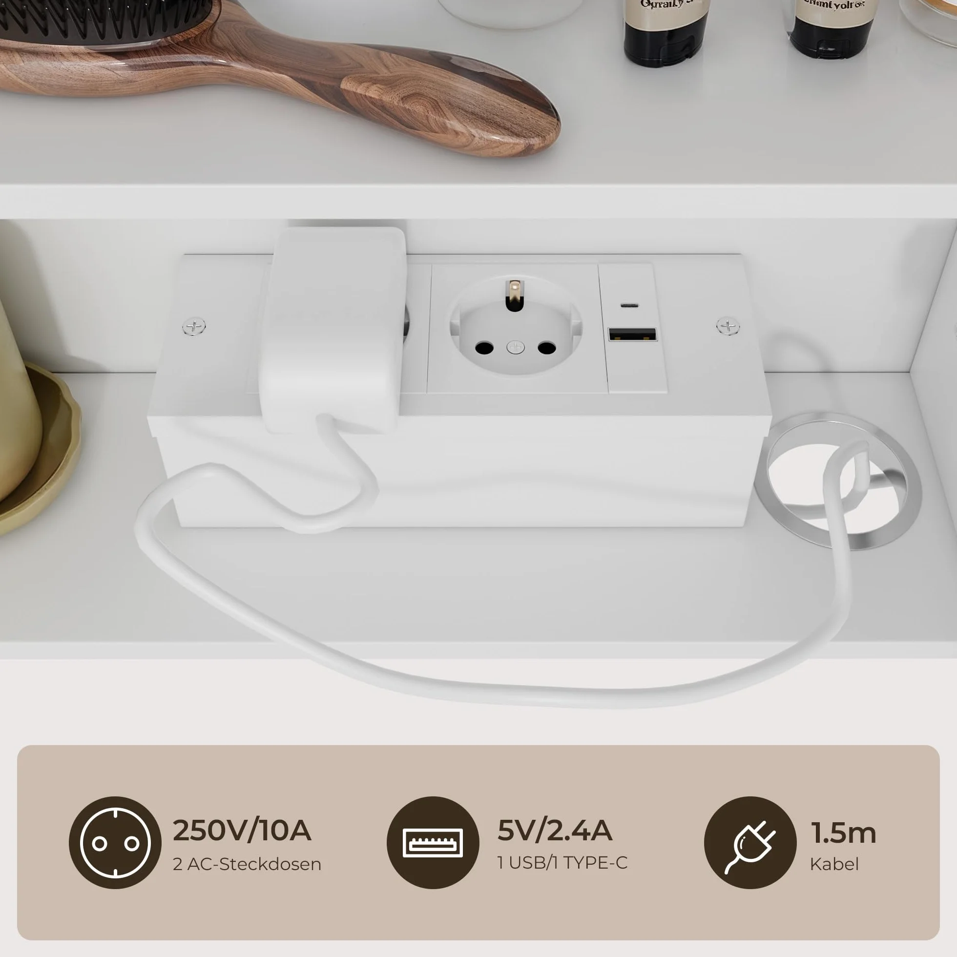 70cm Szafka łazienkowa z lustrem LED ściemnialna dotykowa z gniazdkiem MDF 80cm