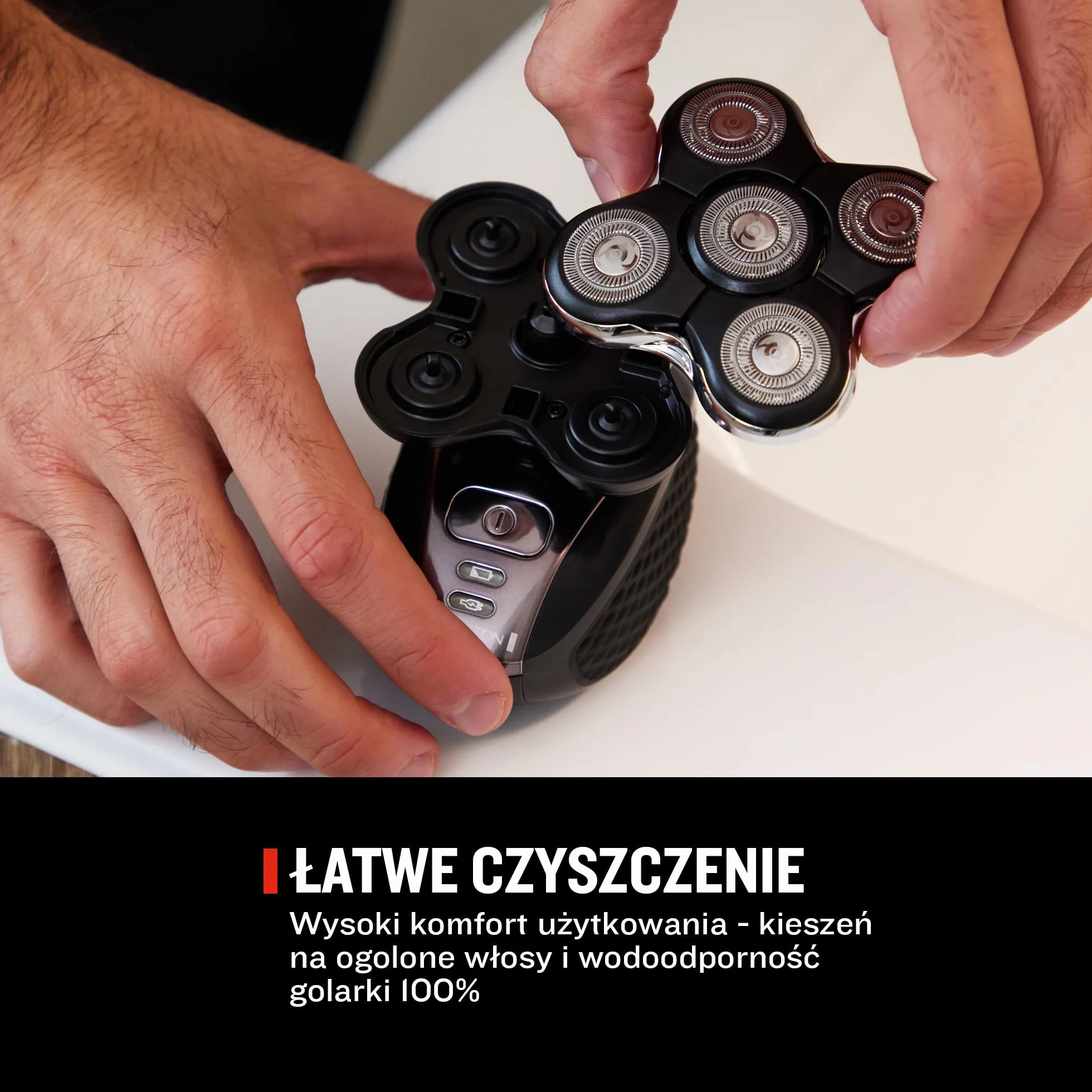 Remington golarka elektryczna do głowy, rotacyjna, golenie na dł. 0.2mm, antybakteryjna głowica, wodoodporna, bezprzewodowa, golenie na sucho i mokro, ciemnoszare etui, Ultimate RX5 XR1501