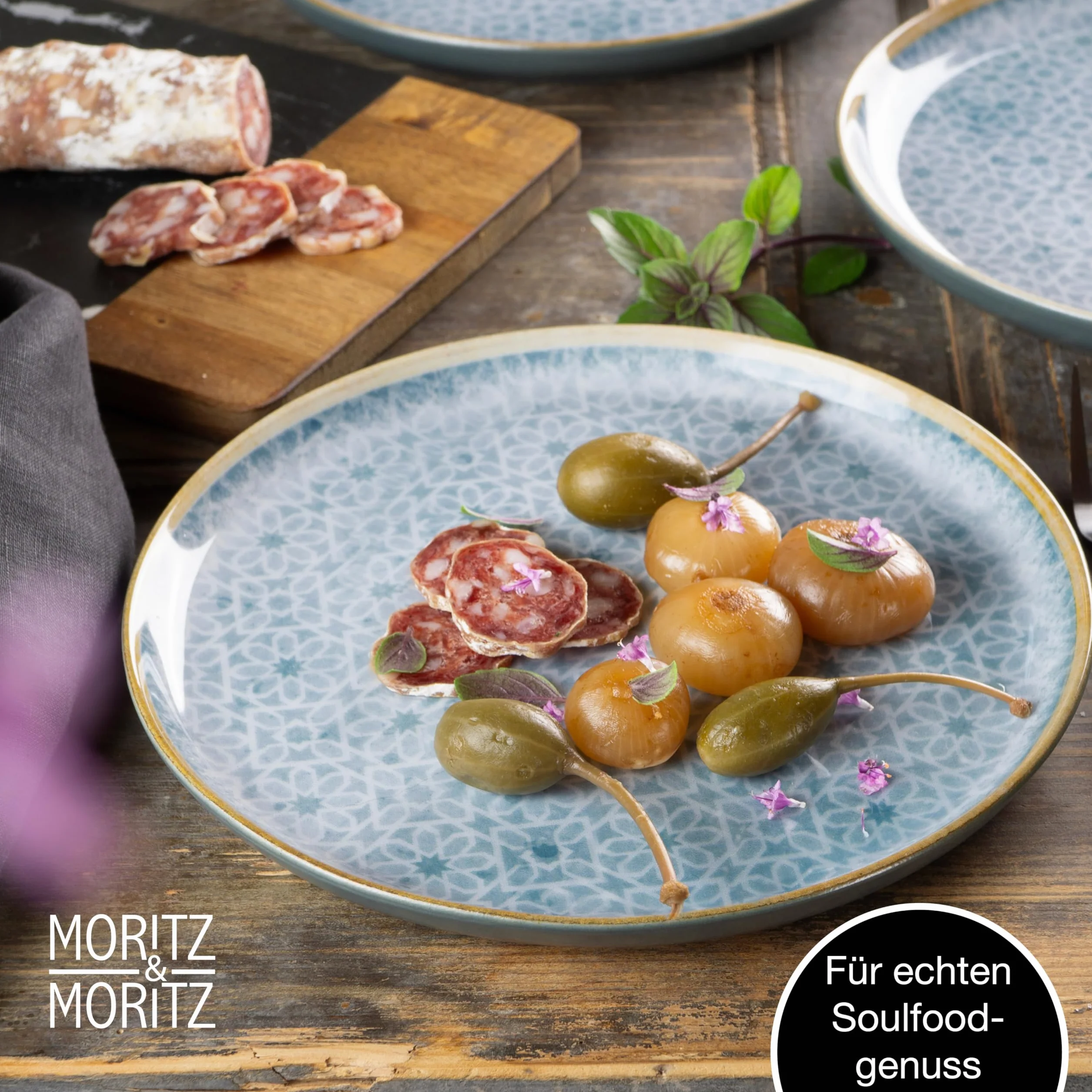 Moritz & Moritz TERRA 6-częściowy zestaw talerzy deserowych Ø 20,5 cm porcelana lazurowy