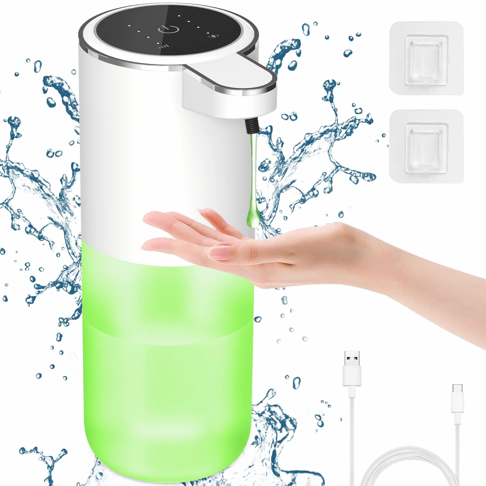 Cuteefun Automatyczny dozownik mydła 400 ml z czujnikiem USB-C 4 poziomy kontroli montaż na ścianie