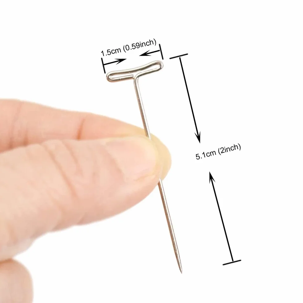50 sztuk T szpilki z peruka 51mm T pin Szpilki Proste do Peruk pudełkiem z tworzywa sztucznego