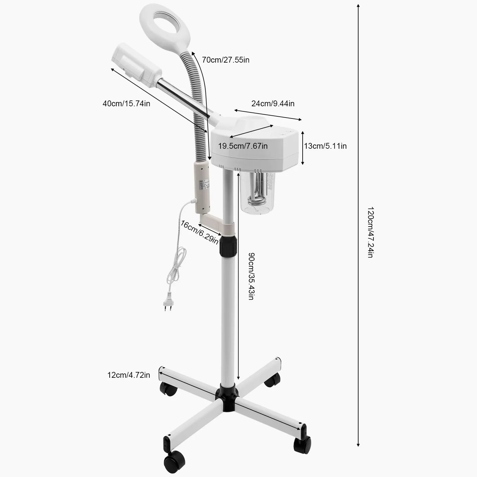 Parownik 2 w 1, lampa z lupą, gorąca lampa z lupą, streamer ozonowy z lampą UV Lanmp i zbiornikiem na wodę, do spa, salonu, piękna, wielofunkcyjna twarz