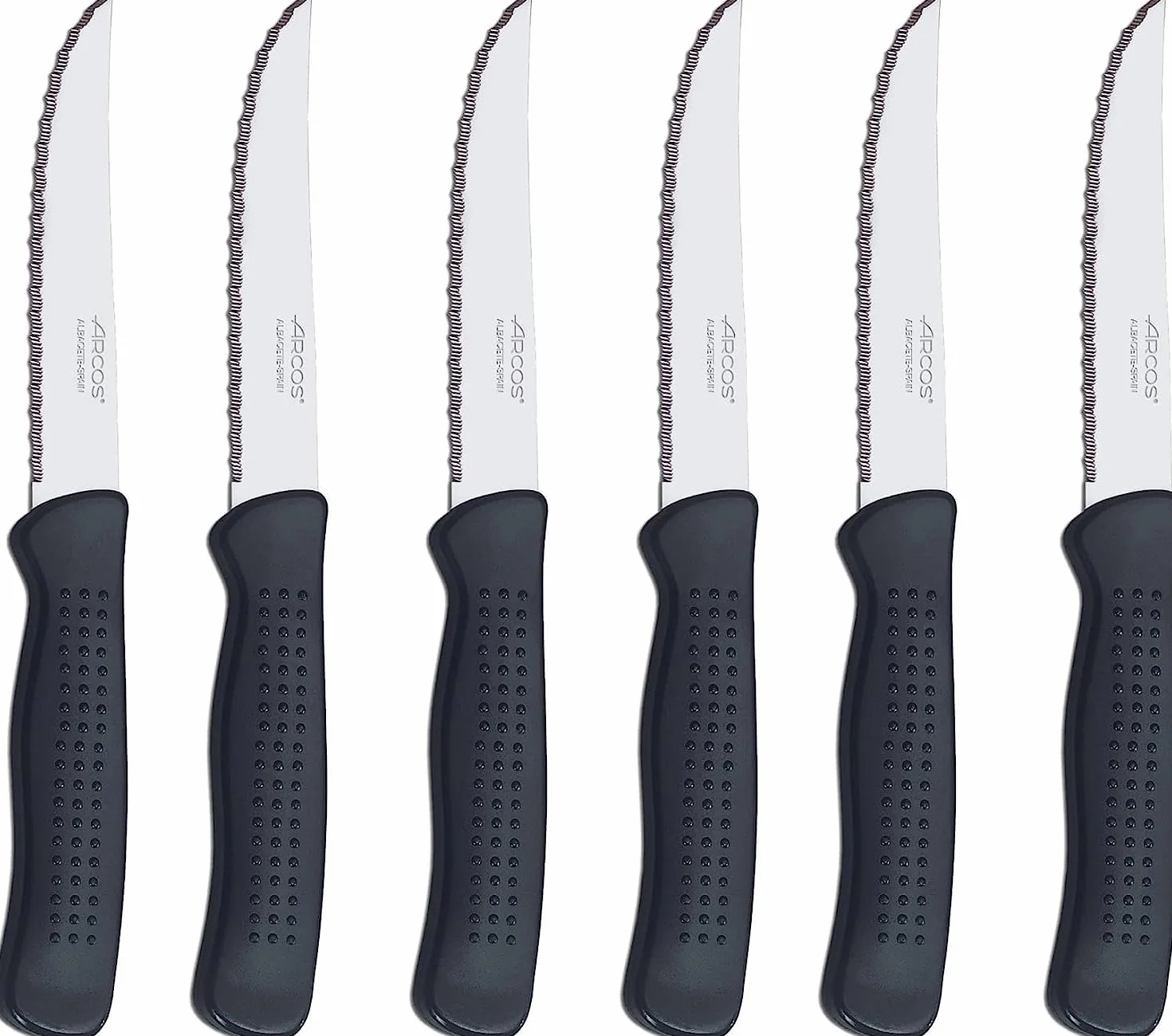 Arcos Noże stołowe do steków 6 sztuk ostrze 110 mm (4 cale) czarne