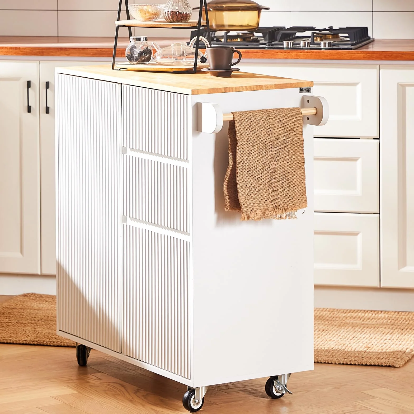 SoBuy Szafka kuchenna FKW124-WN z 2 szufladami