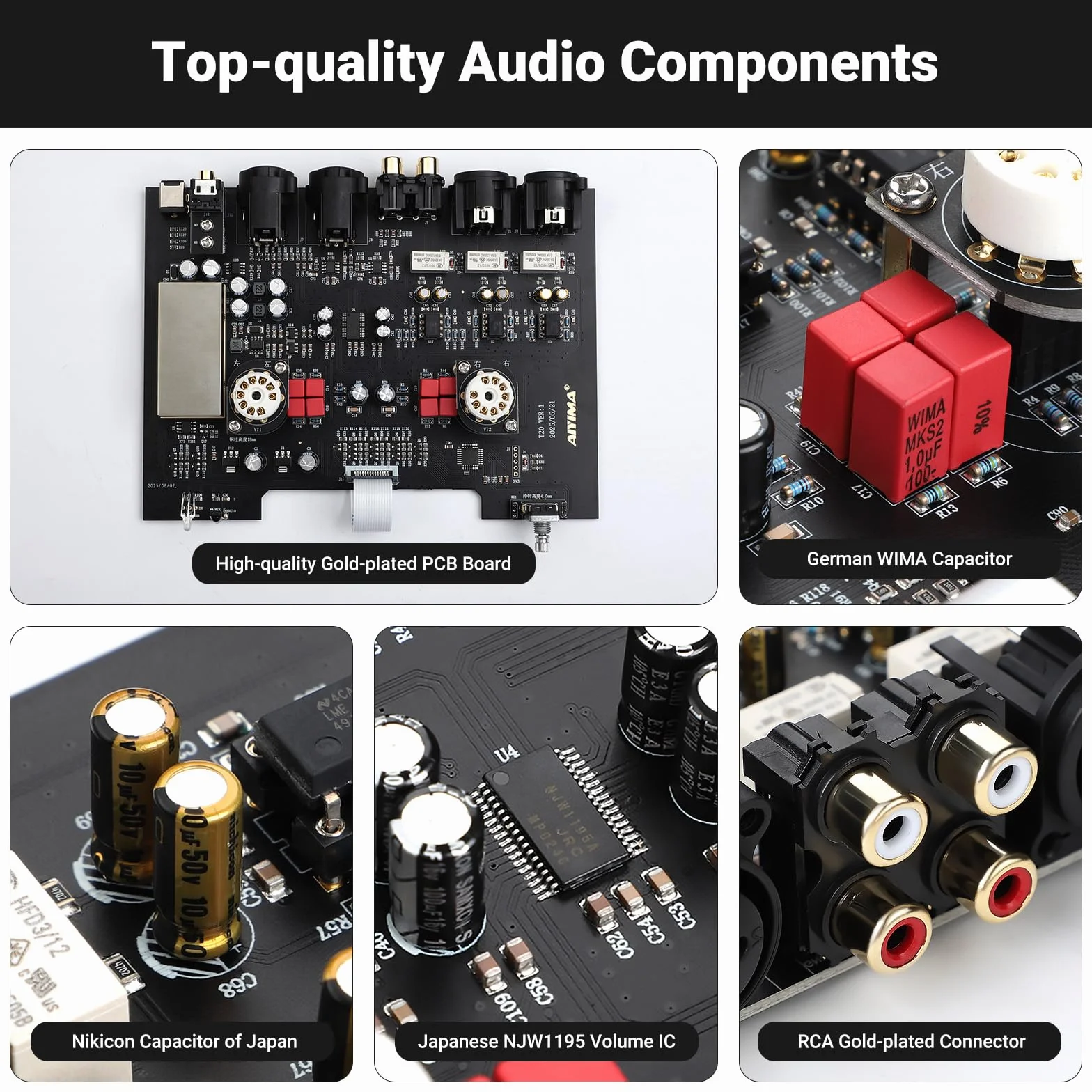 W pełni zbalansowany przedwzmacniacz lampowy AIYIMA T20 LME49720 do domowego sprzętu HiFi Mini przedwzmacniacz lampowy z wejściami i wyjściami RCA i XLR oraz wyjściem wyzwalającym 12 V