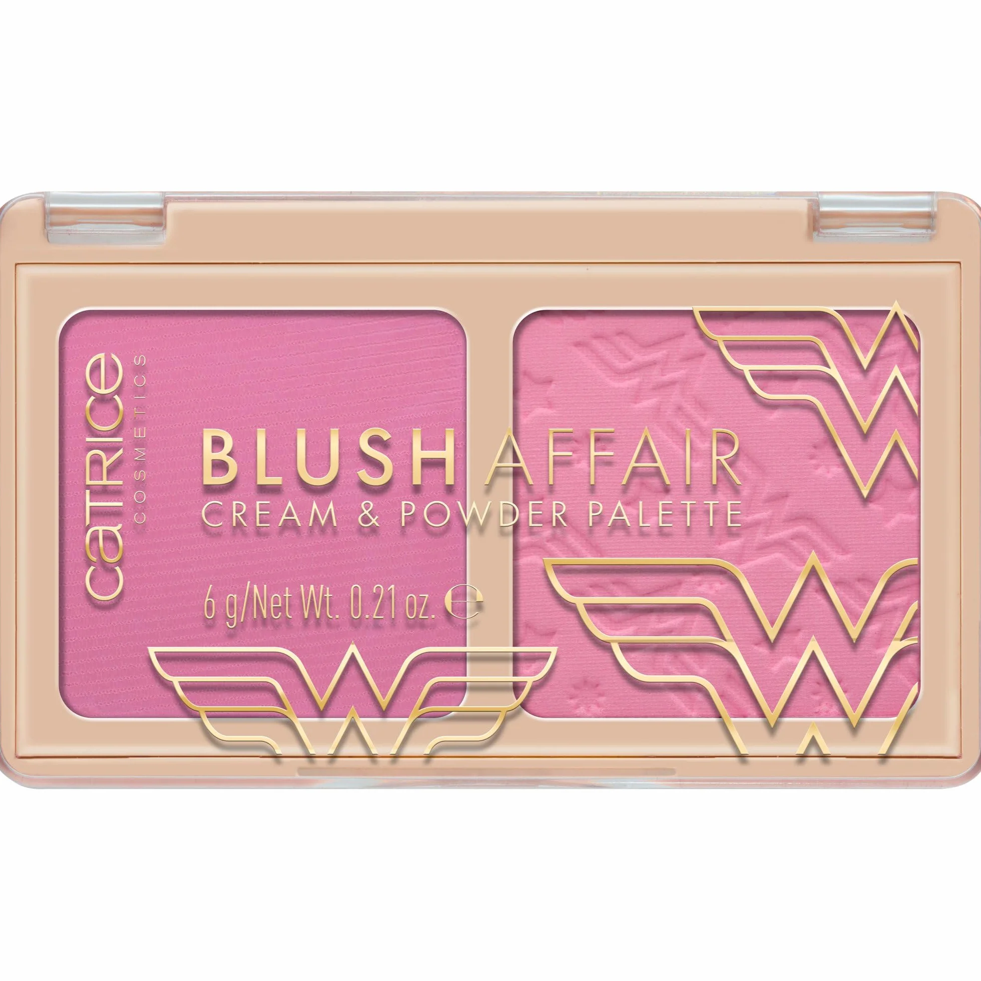 Catrice Paleta Róży do Twarzy Blush Affair Cream & Powder Palette Wonder Woman, Natychmiastowy Wynik, Mieniący się, Intensywny Kolor (6G)