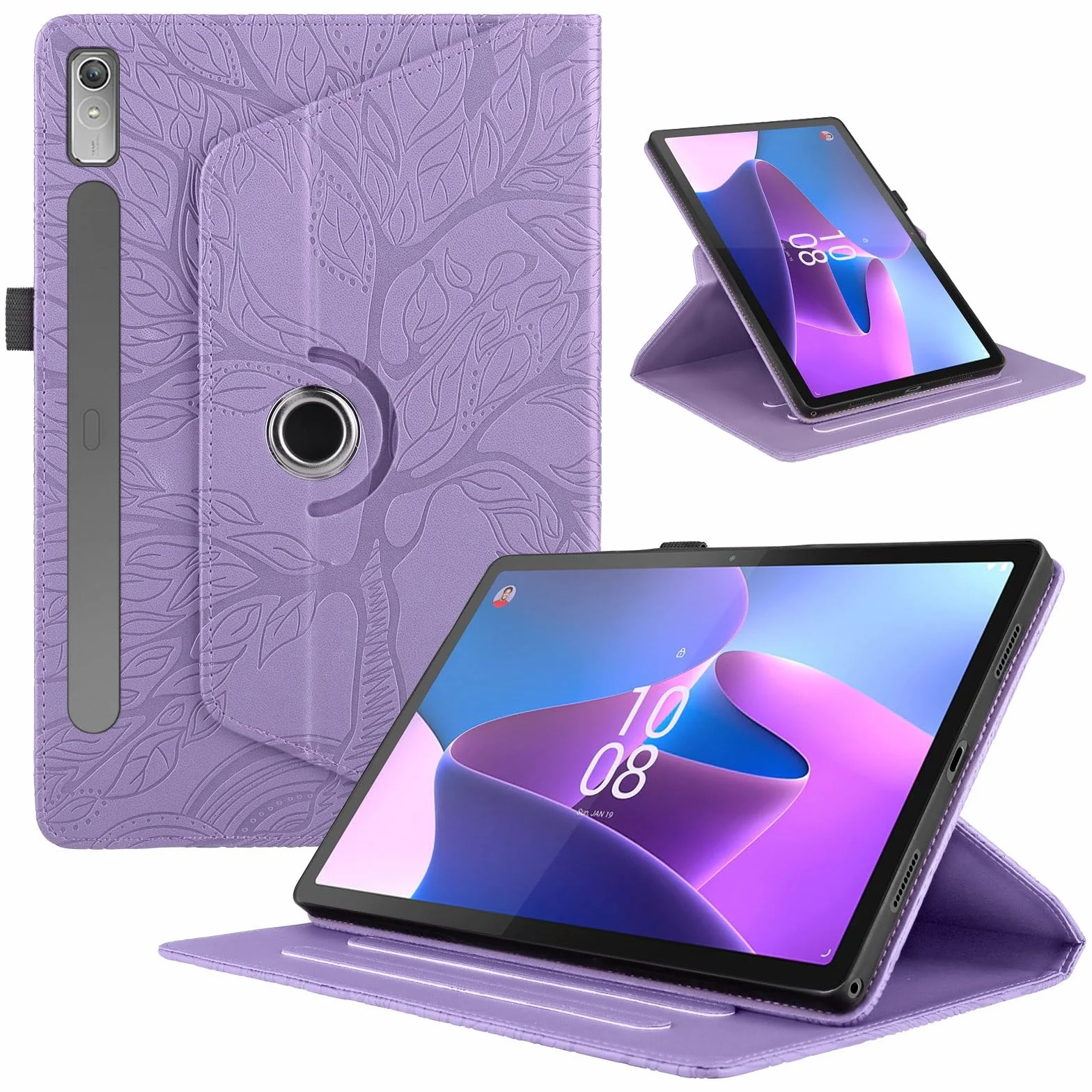 Kompatybilny Z Etui Na Tablet Lenovo Tab P11 Pro 11.2" 2nd Gen 2022 (TB-138FC/TB-132FU) Podstawka Obrotowa O 360 Stopni Składane Etui Na Tablet Wytłaczana Obudowa Tree Of Life(Mor)