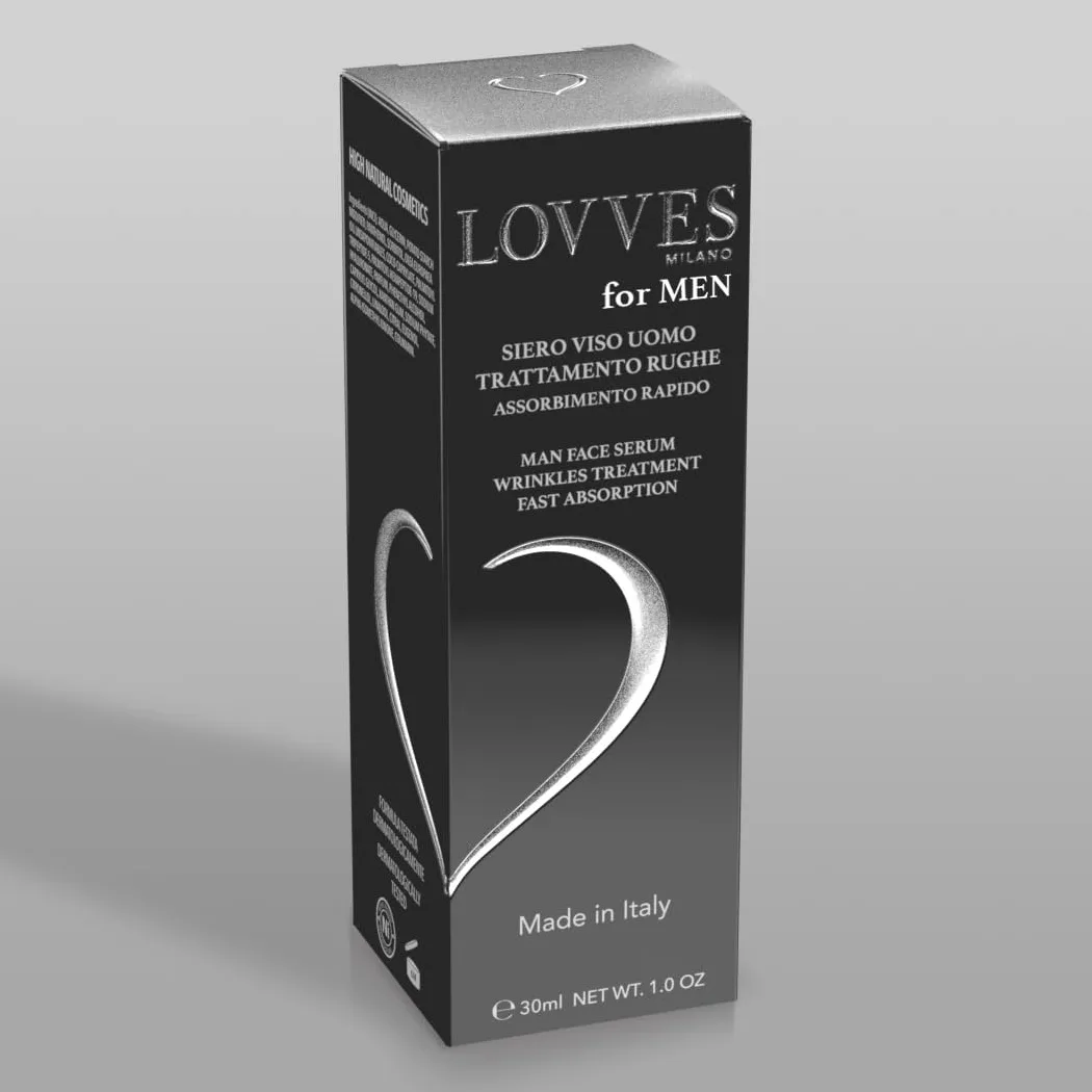 LOVVES Męskie serum do twarzy przeciwzmarszczkowe, wysokie naturalne kosmetyki, stymuluje produkcję kolagenu, wygładzający, do codziennego leczenia twarzy i konturu oczu, 30ml szklanej butelki.