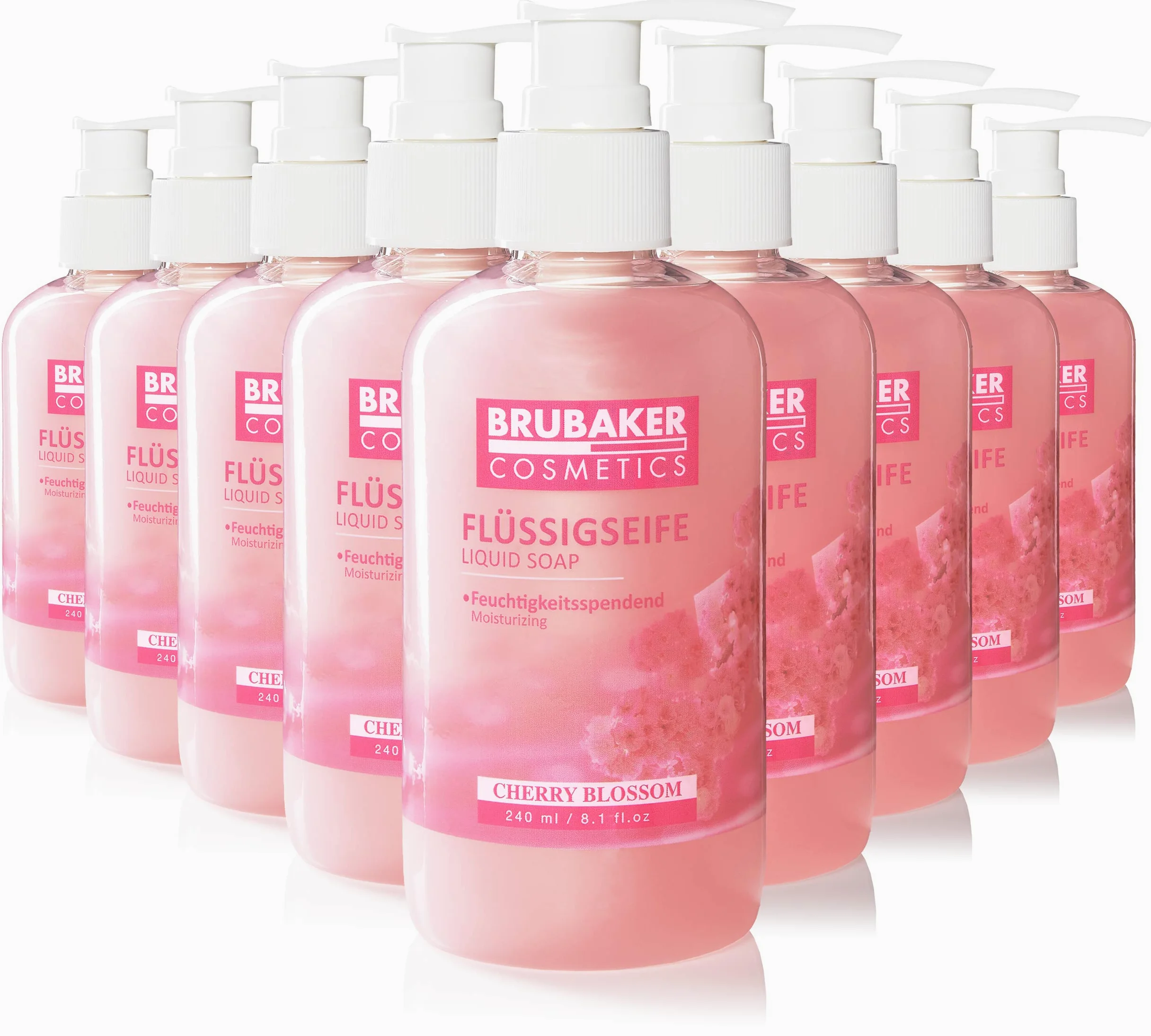 BRUBAKER Cosmetics 30-Pak Balsamów do Mycia Rąk Mydło w Płynie Kwiat Wiśni - 30 x 240 Ml w Praktycznym Dozowniku - Delikatnie Myje i Nawilża