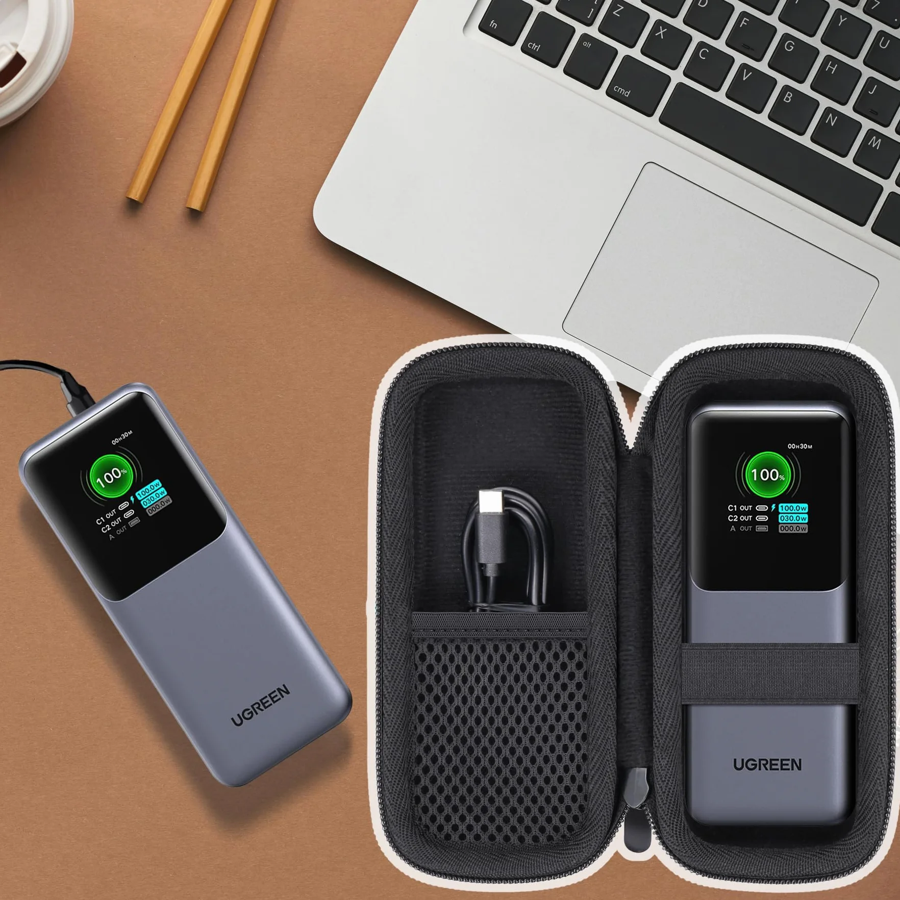 Aenllosi Dla UGREEN Nexode Power Bank 20000mAh 130W (PB721, PB723) / 20000mAh 165W (PB726) Podróżny twardy futerał ochronny do power banku, czarny (tylko etui)