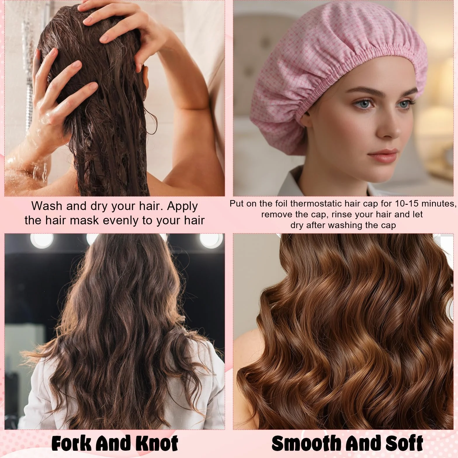 4 sztuki czepków do włosów Deep Conditioning Hair Cap, czepek do farbowania, wodoszczelny, wielokrotnego użytku, dwuwarstwowy, do pielęgnacji włosów w domu i salonie
