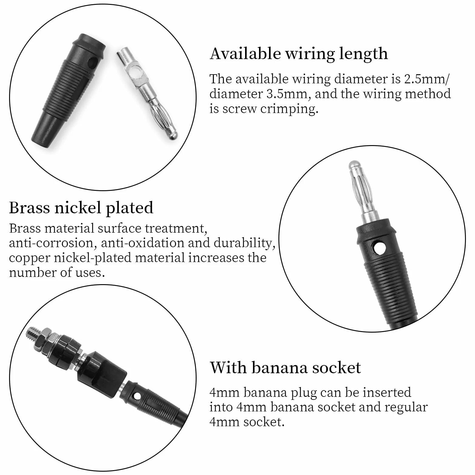 20 sztuk 4 mm Złącze głośnika bananowego, bez lutowania, 20 A wtyki bananowe do głośników, wzmacniaczy, odbiorników AV, systemów stereo HiFi, 10, czarny i 10, czerwony