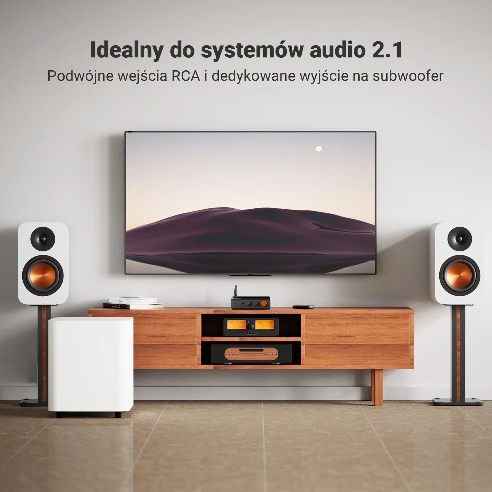 Fosi Audio BT20A MAX Wzmacniacz Mocy Stereo, 300W x2 Wzmacniacz Audio Hi-Fi z Technologią PFFB, LDAC Bluetooth 6.0, Podwójne Niezależne Zasilanie, Pilot Zdalnego Sterowania, Idealny do Systemów 2.1