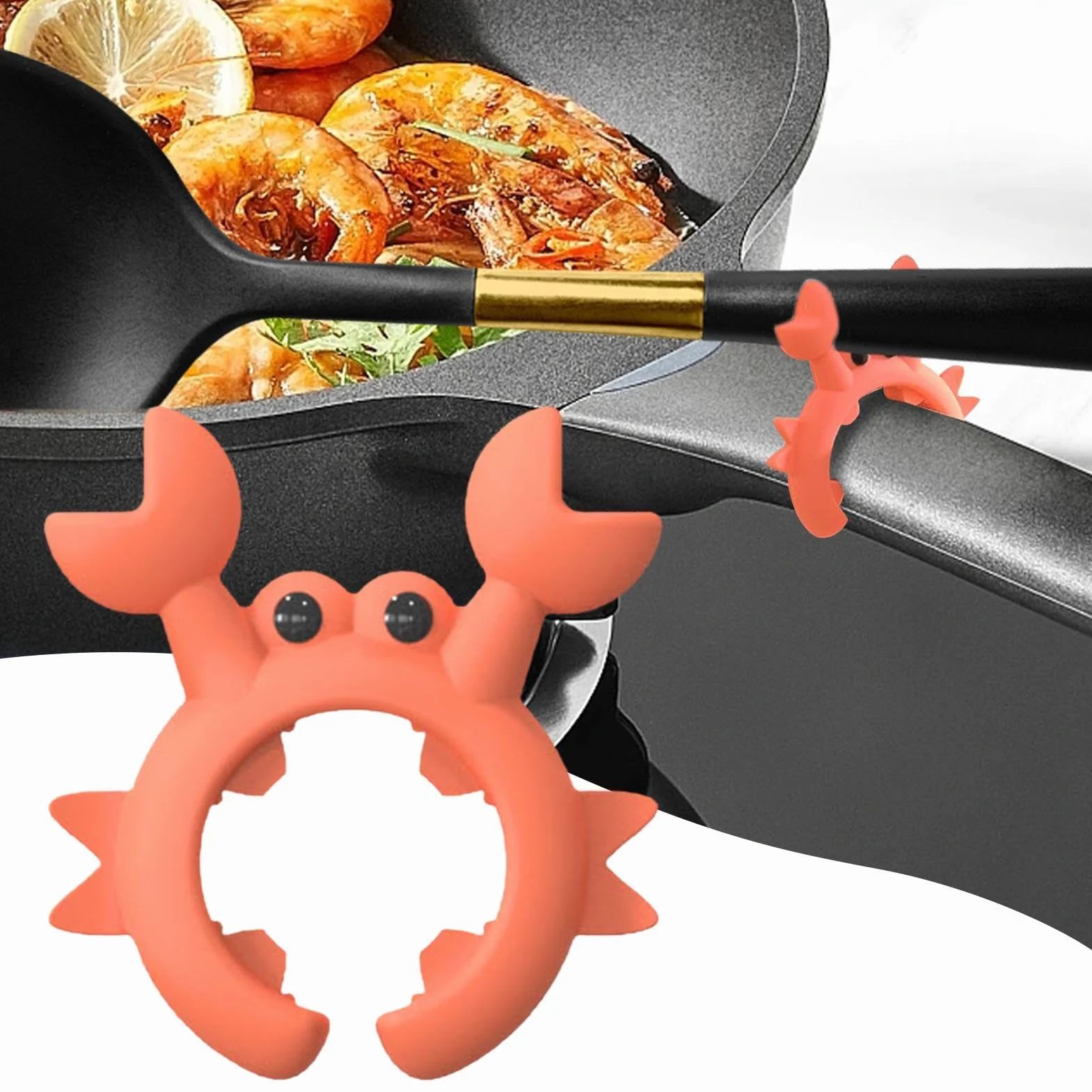 Cute Silicone Crab Spoon Holder Utensil Rest 5.8x6.5cm Anti-Overflow Ladle Holder for Stove Top