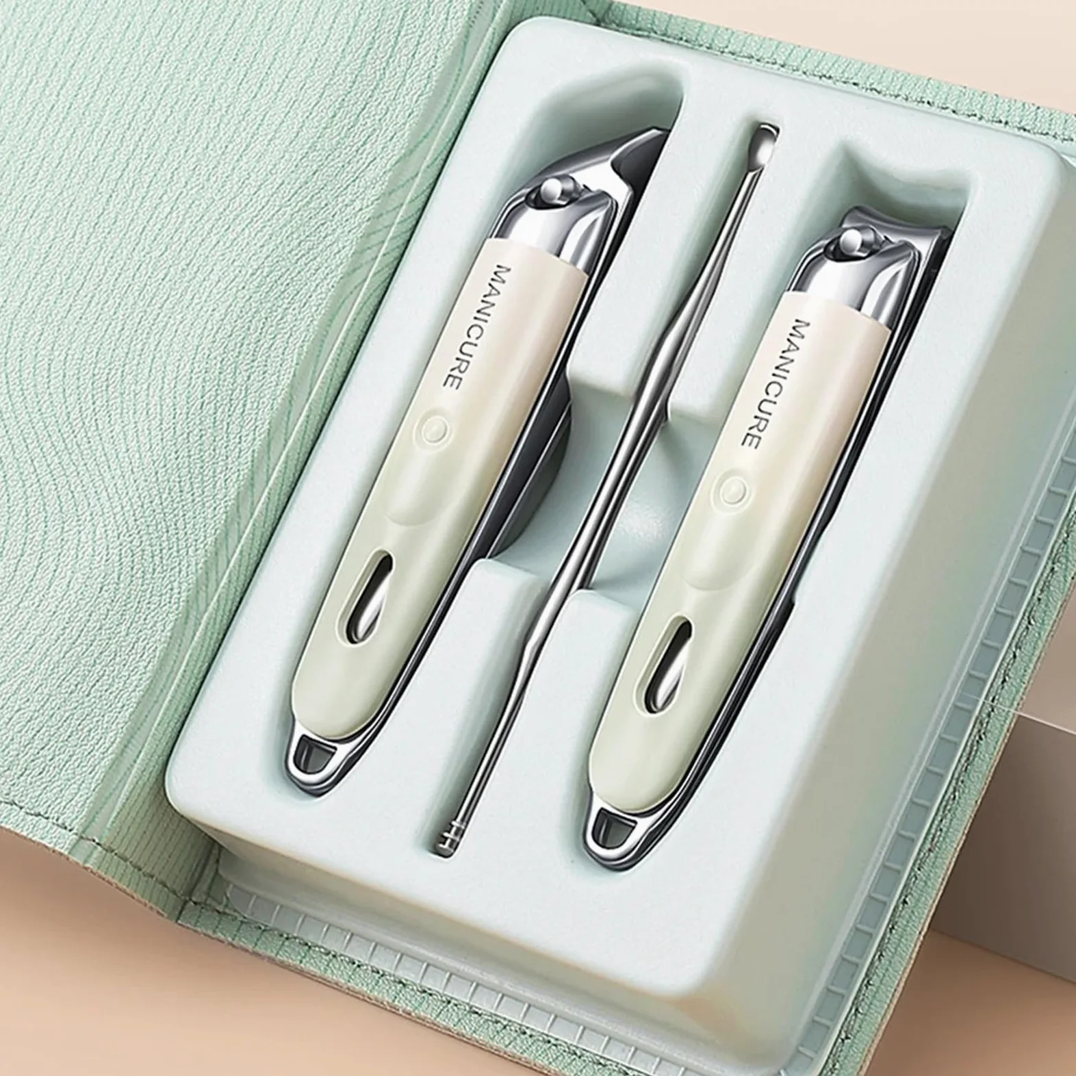 Zestaw do manicure narzędzia 3 szt./zestaw nowoczesny zestaw do manicure – obcinacz do paznokci ze stali nierdzewnej, nożyczki do paznokci i łyżeczki do uszu z podróżnym przenośnym etui do