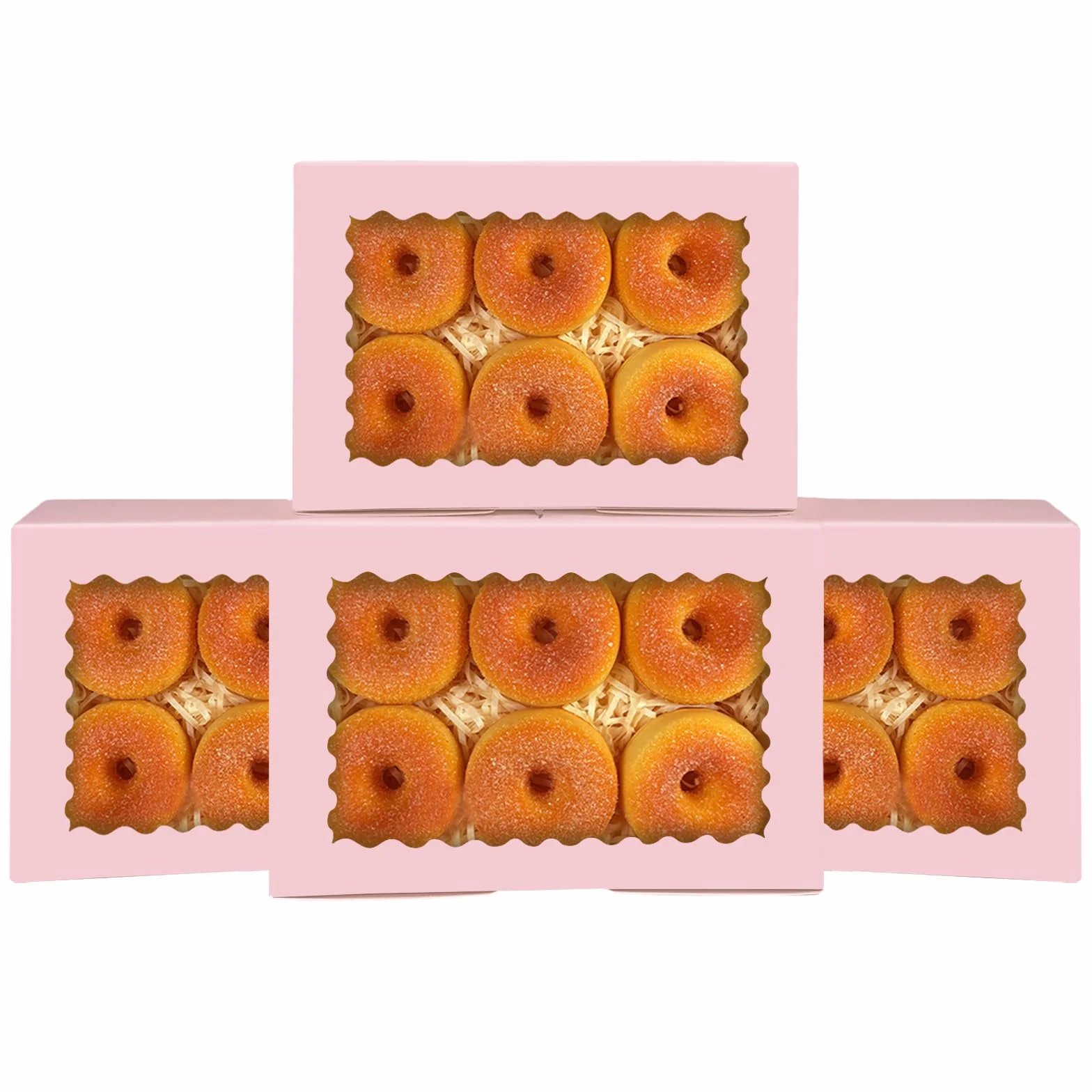 Pudełko na ciastka z okienkiem 22,86 x 15,24 x 6,35 cm różowe 15 sztuk