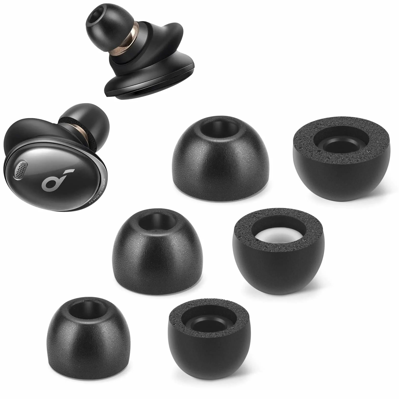 Końcówki z pianki memory do Soundcore Liberty 3 Pro, antypoślizgowe wymienne końcówki do słuchawek bezprzewodowych Anker True, pasują do etui ładującego, doskonała redukcja szumów, 3 pary (różne