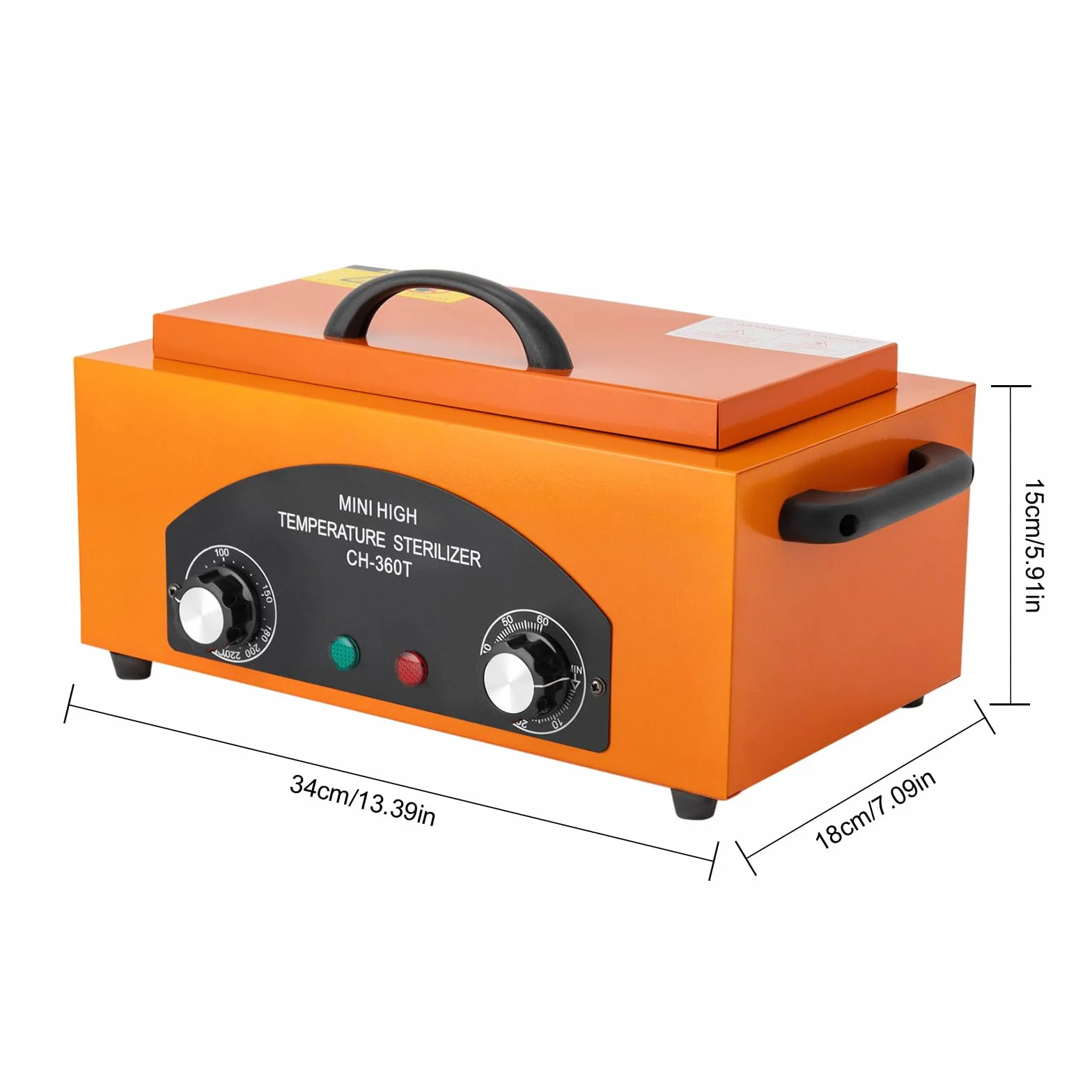 Sterylizator gorącym powietrzem, sterylizator 300 W, 1,5 l, dezynfekcja 50-220°C, sterylizator gorącym powietrzem z timerem i wskaźnikiem świetlnym do fryzury w salonie (pomarańczowy)