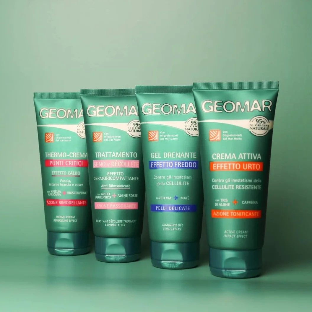 GEOMAR | Żel drenujący z efektem zimna, przeciw niedoskonałościom cellulitu, dostarcza lekkie nogi, 95% składników pochodzenia naturalnego, wyprodukowane we Włoszech, 200 ml