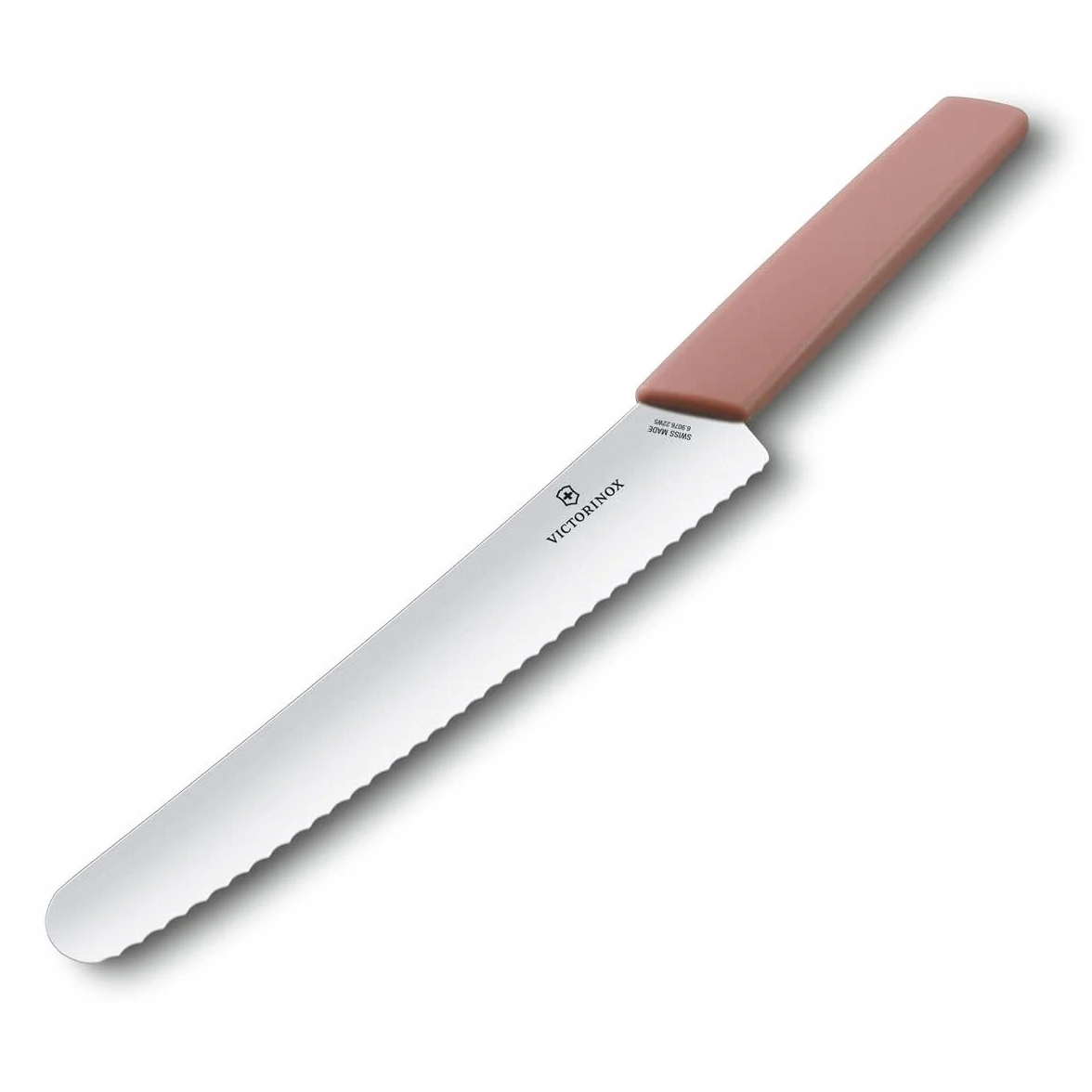 Victorinox Swiss Modern Brot- und Konditormesser, extra scharfe Klinge mit Wellenschliff, Apricot-Rosa