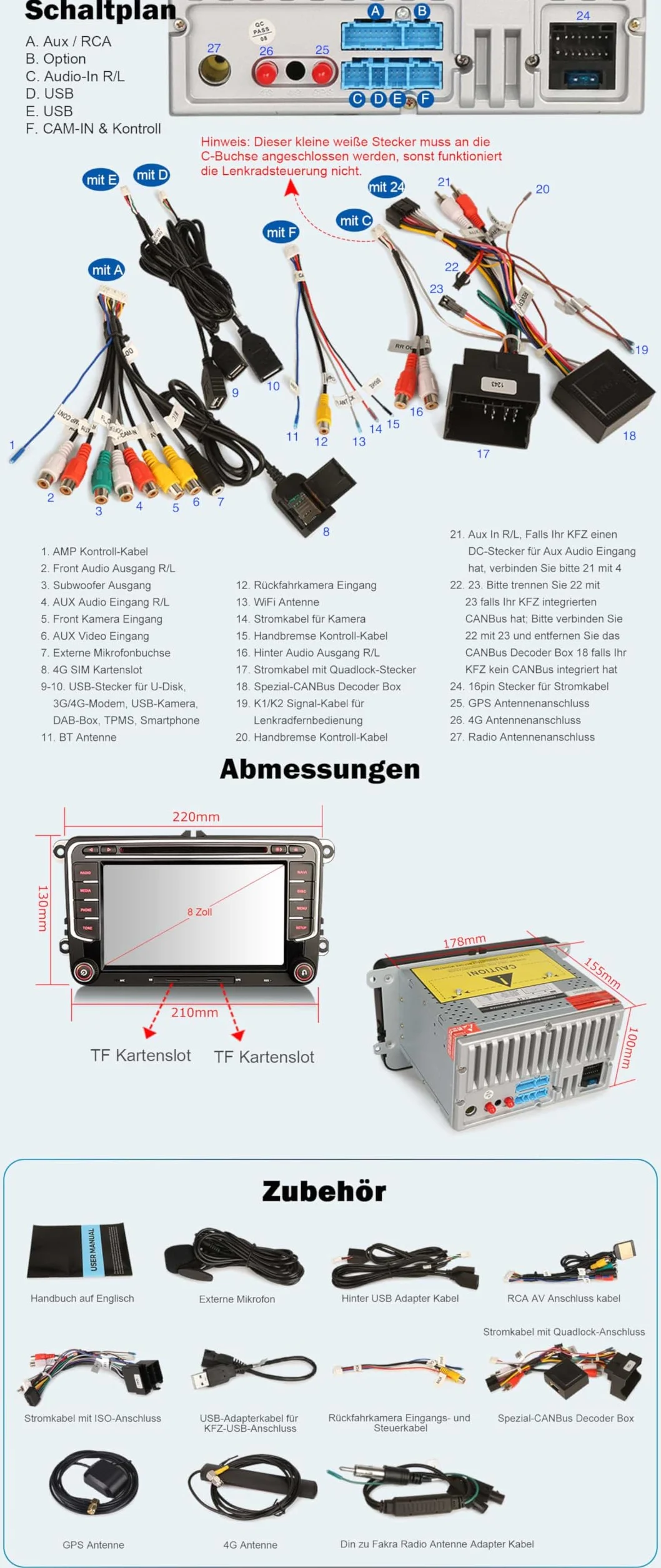 Erisin Radio samochodowe z systemem Android 14, 4 GB RAM + 64 GB ROM, 8 rdzeni, DVD, GPS, nawigacja, do VW Passat B6, Golf V VI, Touran, Skoda, Seat, Tiguan, Jetta, T5, 7-calowy ekran dotykowy, z