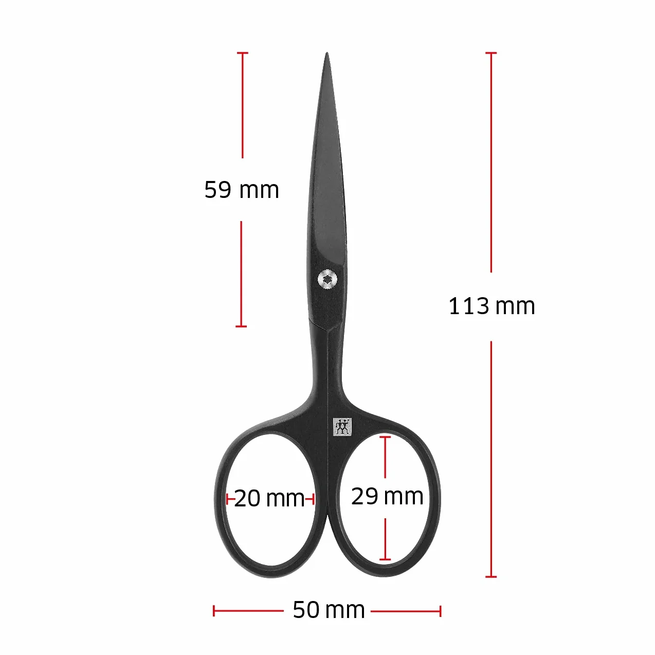 ZWILLING Nożyczki do brody (z uchwytem o zwiększonej szerokości, odpornym na zarysowania, prostym ostrzem i precyzyjną końcówką), premium, czarne, 115 mm